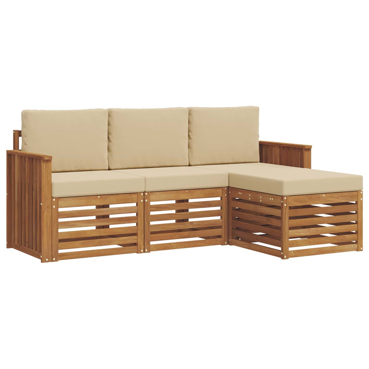 Outdoor-Sofagarnitur 4 stk. Natur und Beige