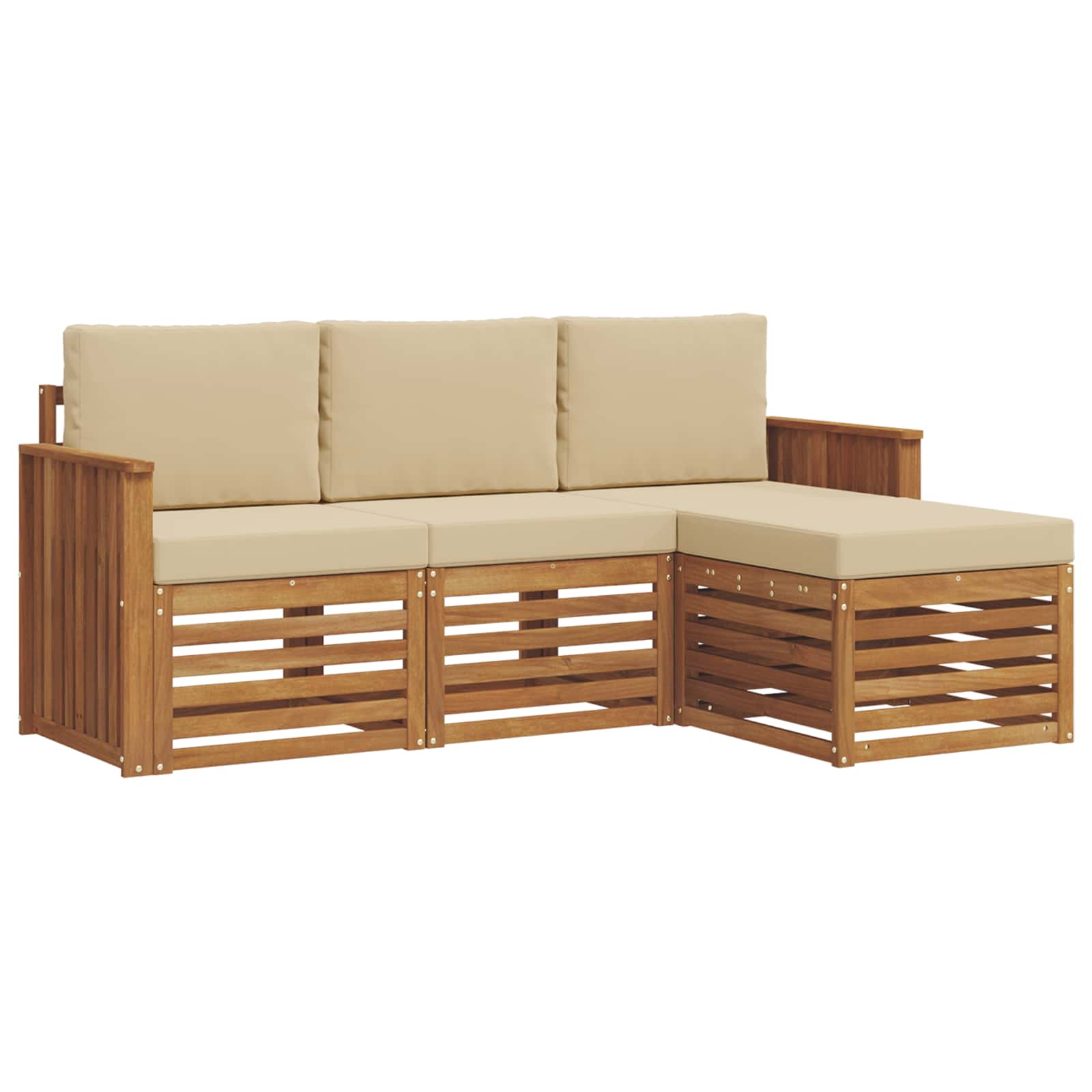 Outdoor-Sofagarnitur 4 stk. Natur und Beige