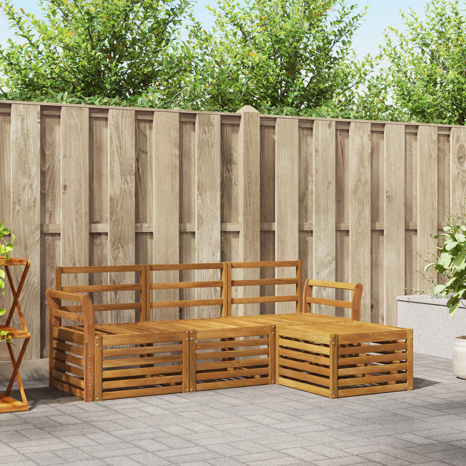 Outdoor-Sofagarnitur 4 pcs Natur