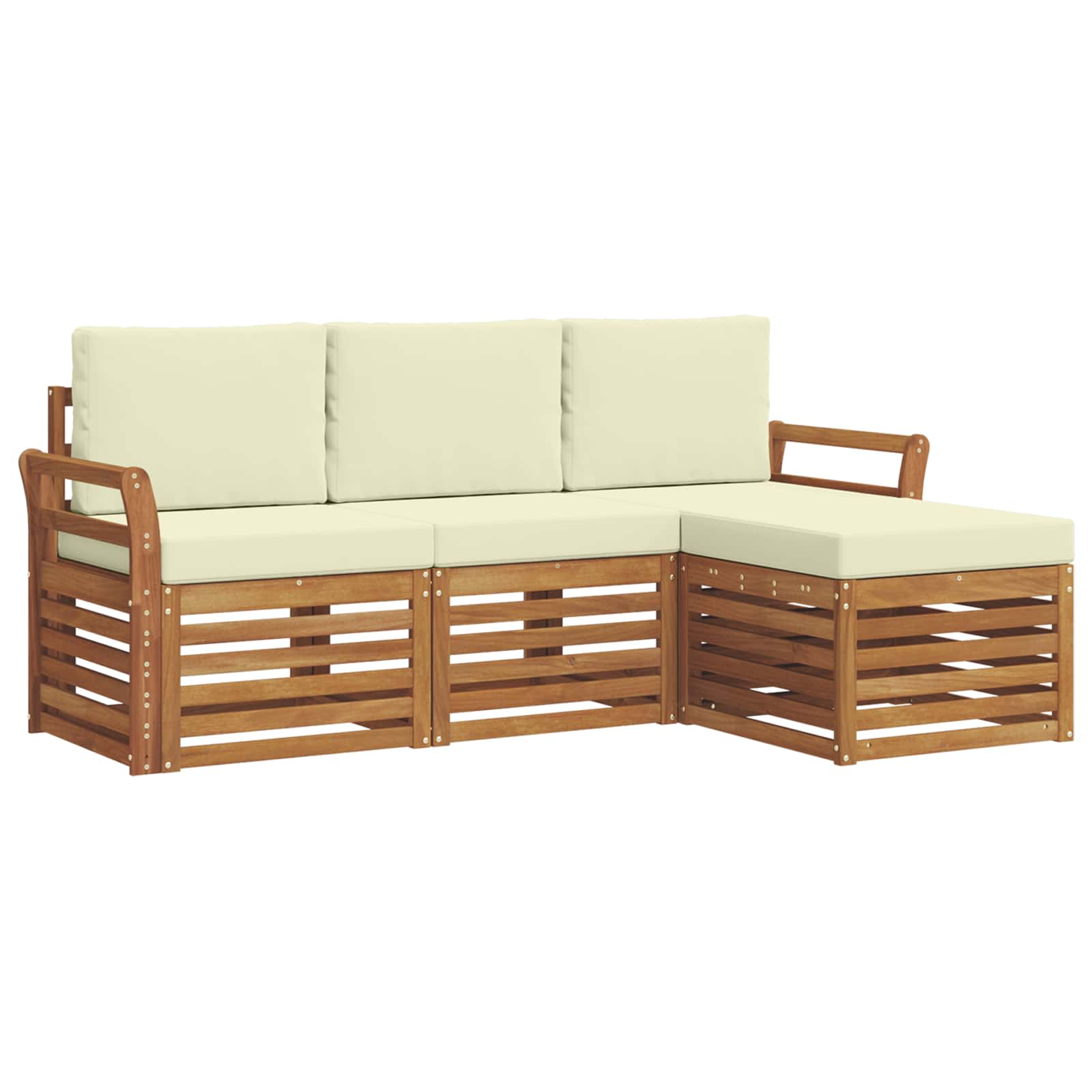 Outdoor-Sofagarnitur 4 stk. Natur und Creme