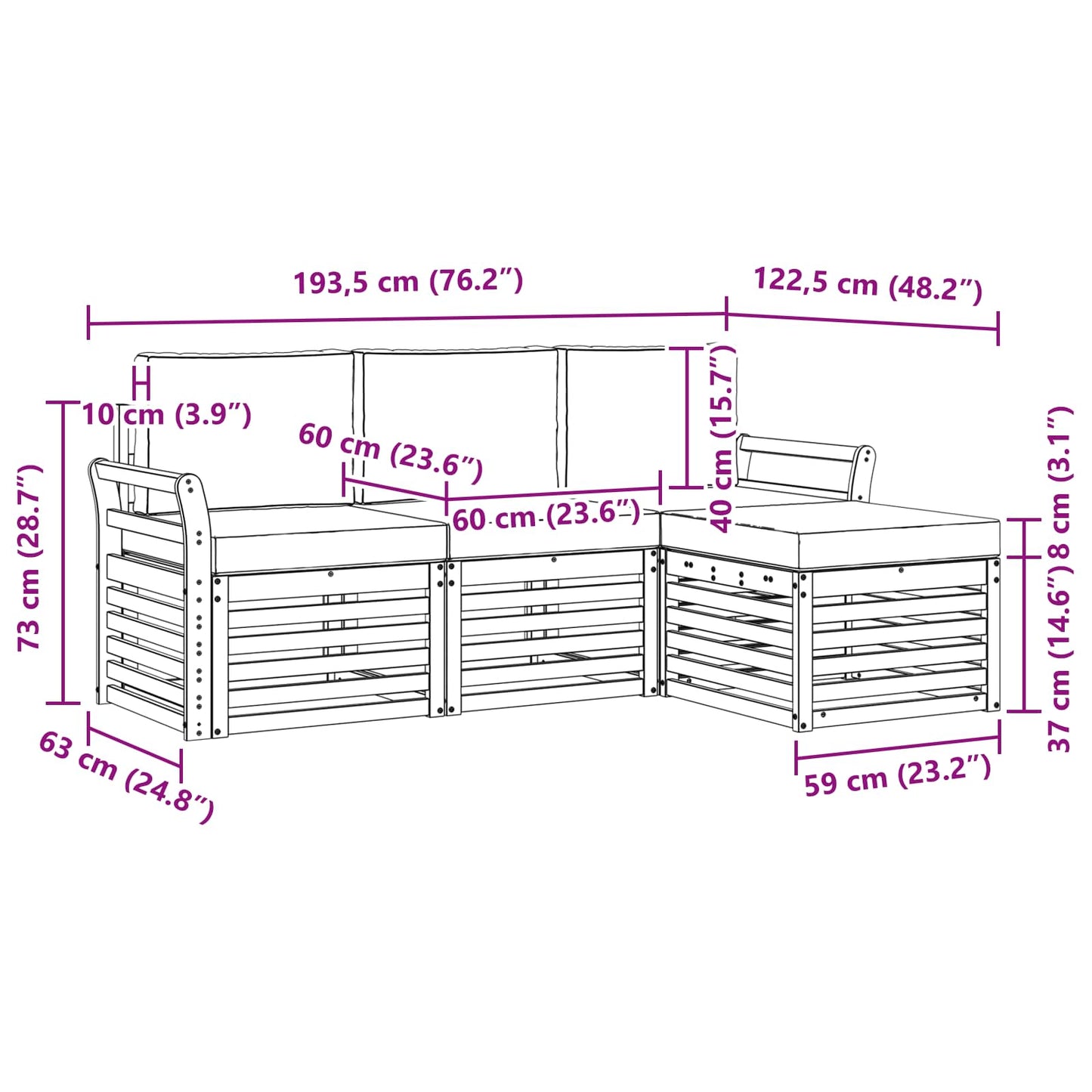 Outdoor-Sofagarnitur 4 stk. Natur und Creme