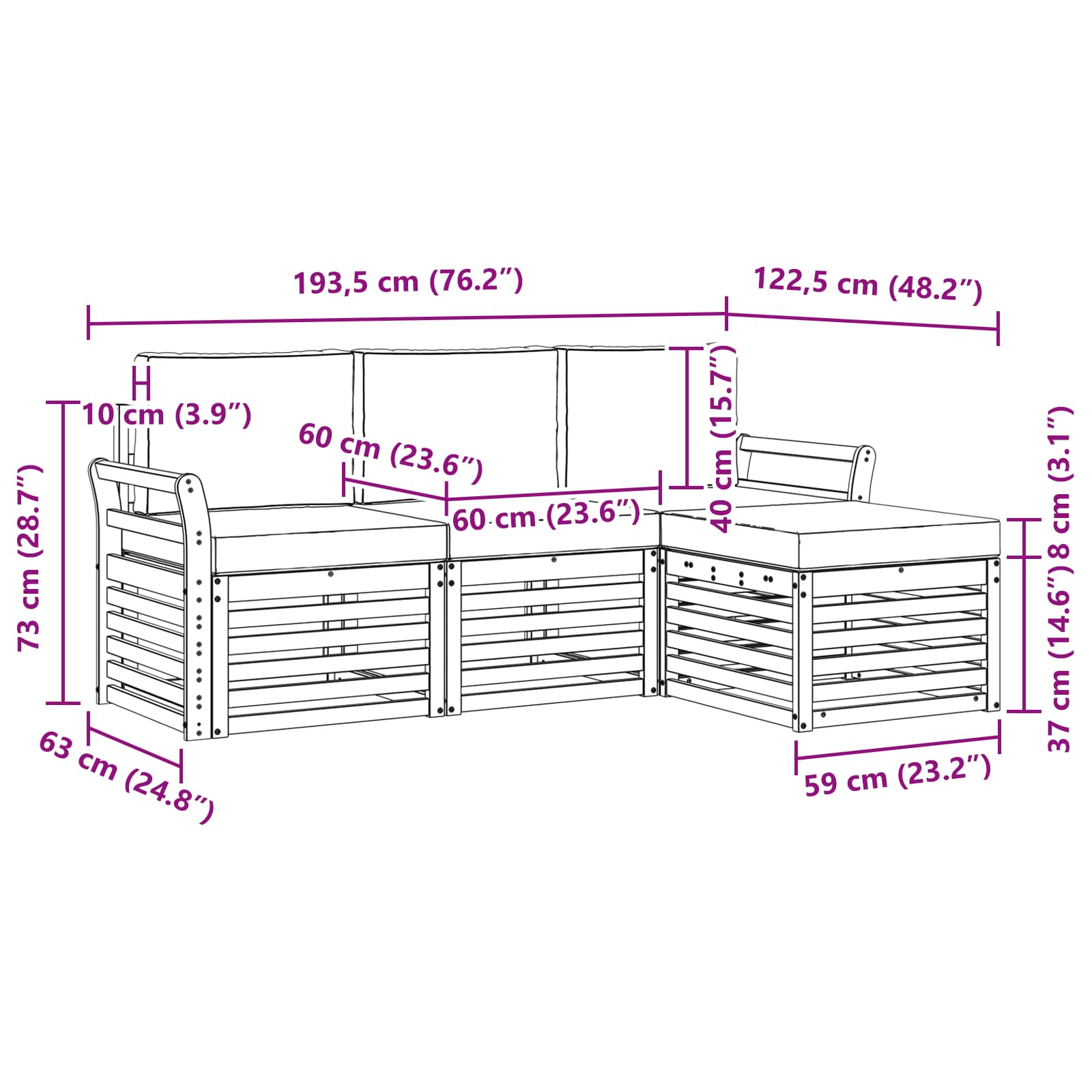 Outdoor-Sofagarnitur 4 stk. Natur und Creme
