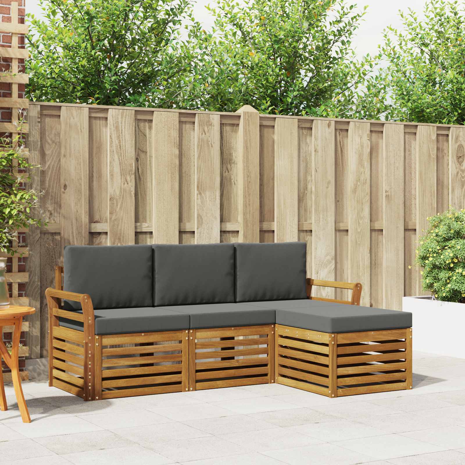Outdoor-Sofagarnitur mit Kissen 4 pcs Natur und Anthrazit