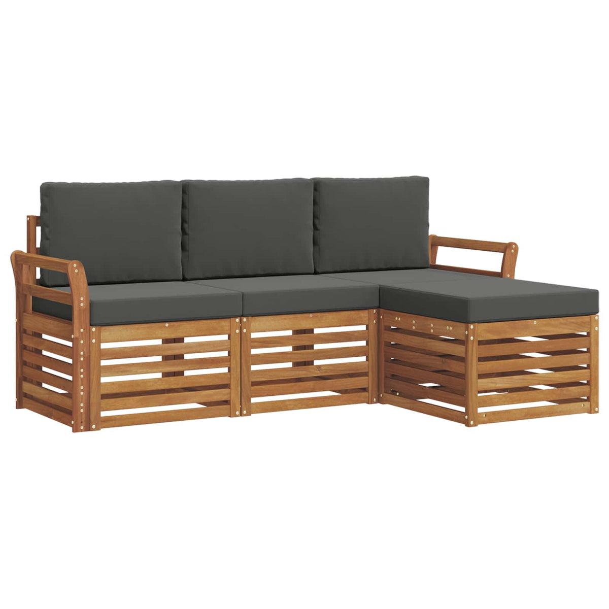 Outdoor-Sofagarnitur 4 stk. Natur und Anthrazit