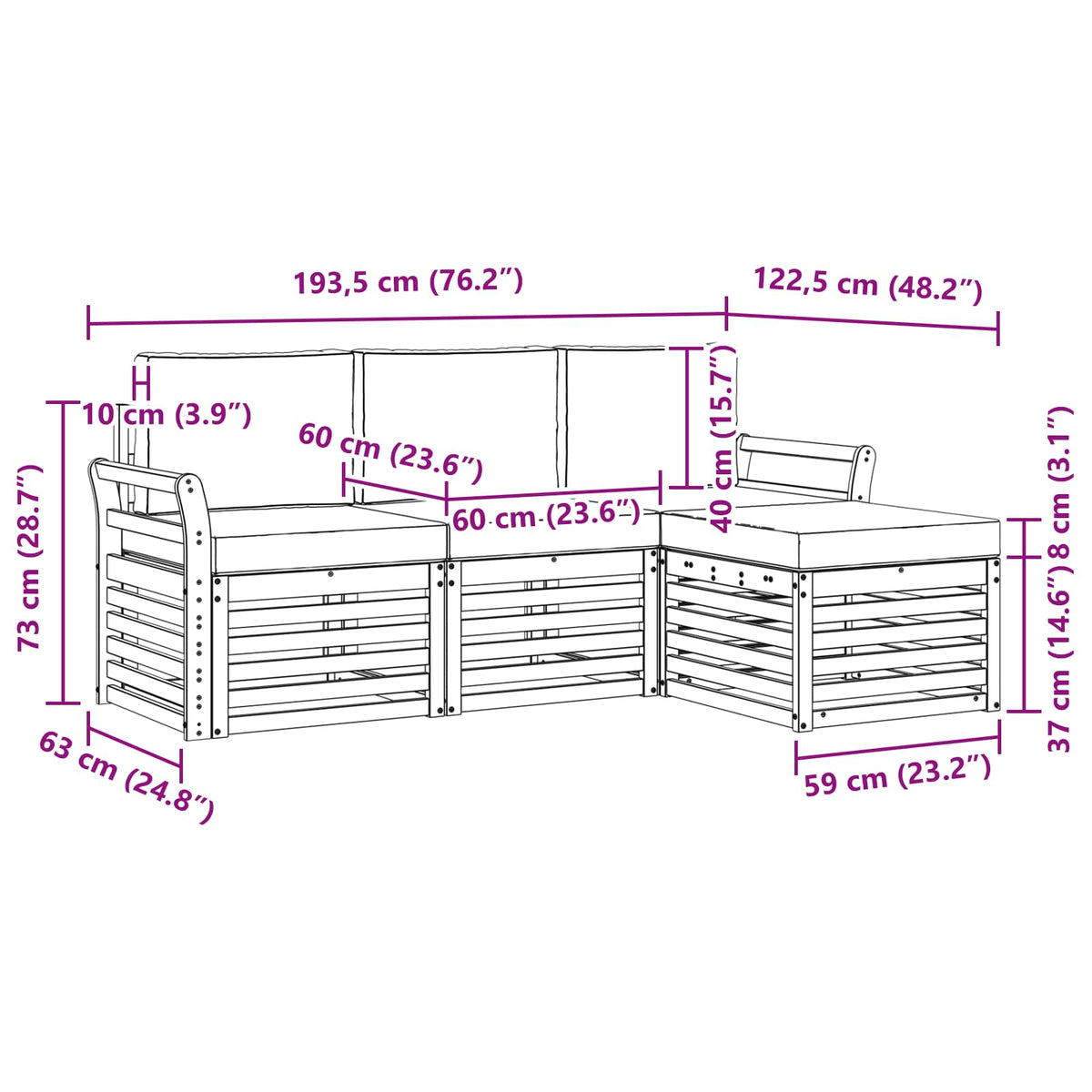 Outdoor-Sofagarnitur 4 stk. Natur und Anthrazit