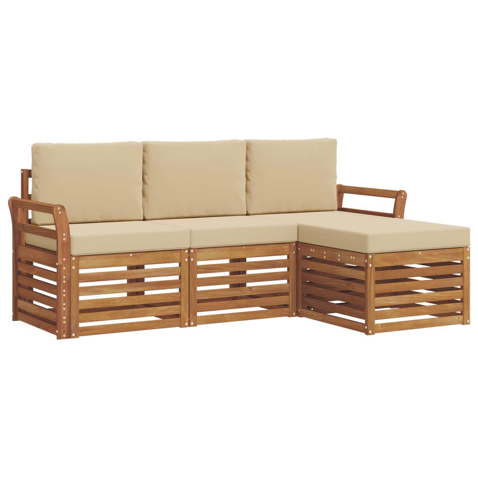 Outdoor-Sofagarnitur 4 stk. Natur und Beige