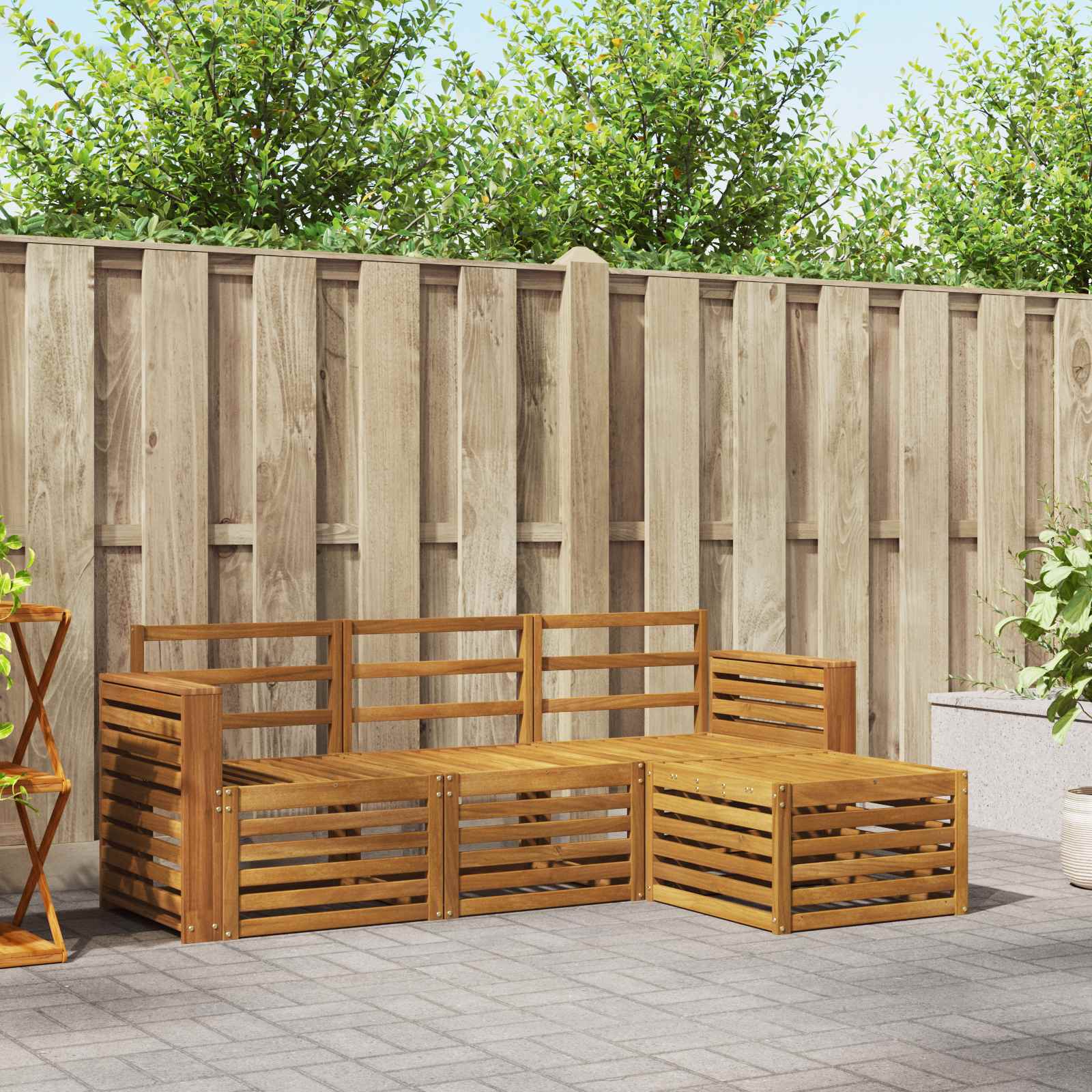 Outdoor-Sofagarnitur 4 pcs Natur