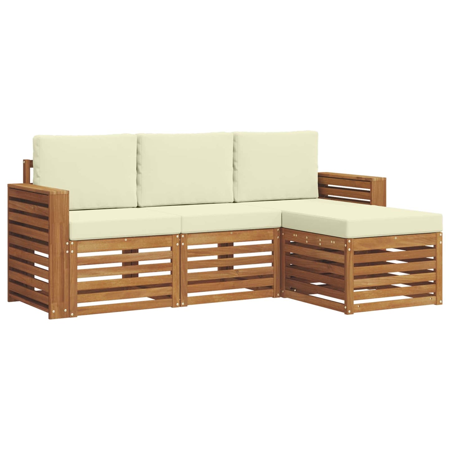 Outdoor-Sofagarnitur mit Kissen 4 pcs Natur und Creme