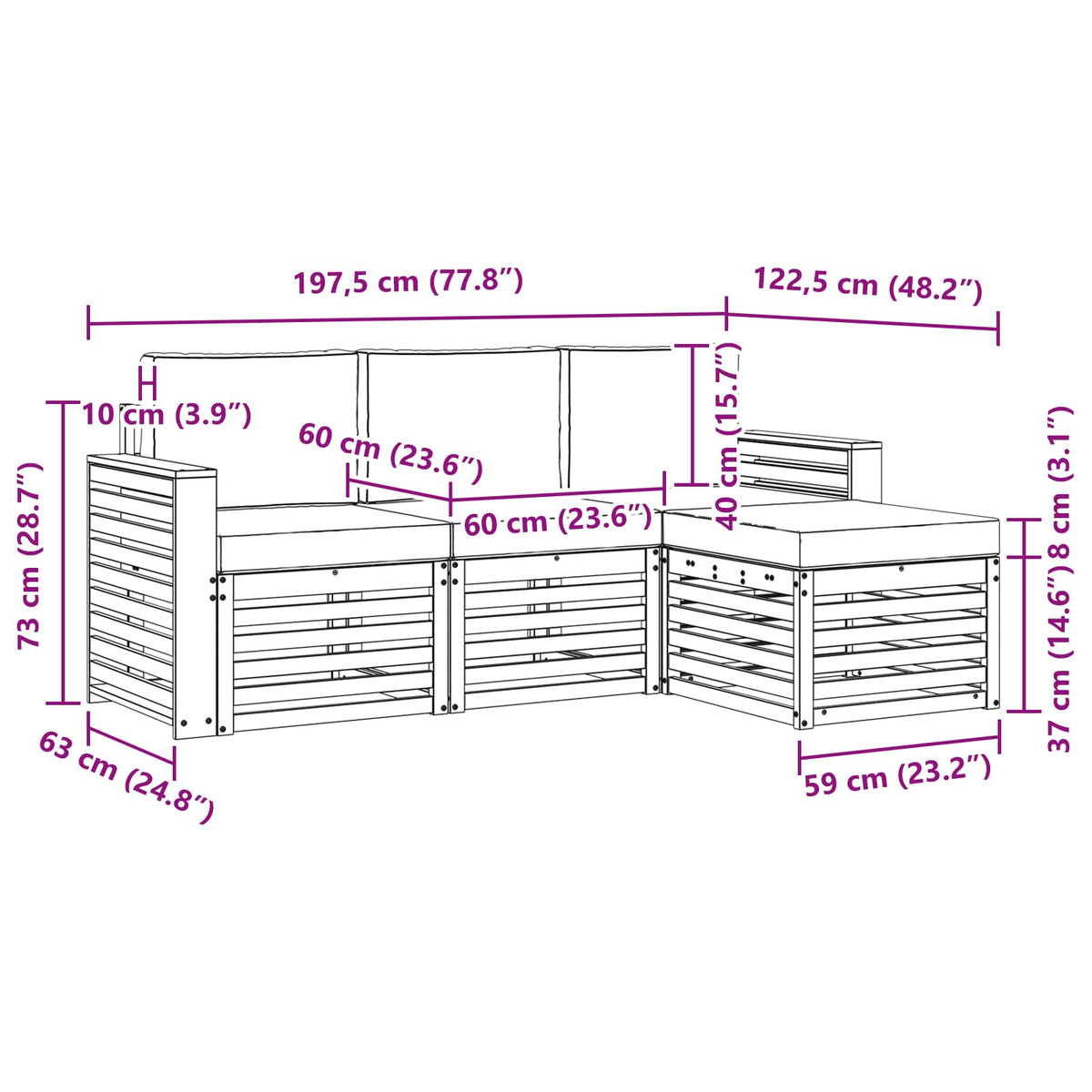 Outdoor-Sofagarnitur 4 stk. Natur und Creme