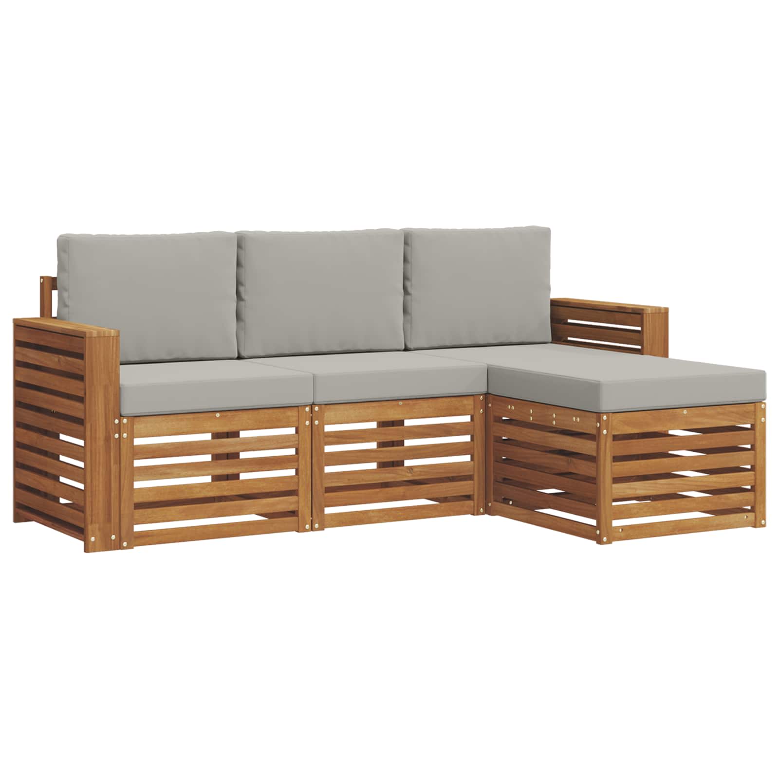 Outdoor-Sofagarnitur 4 stk. Natürlich und Hellgrau