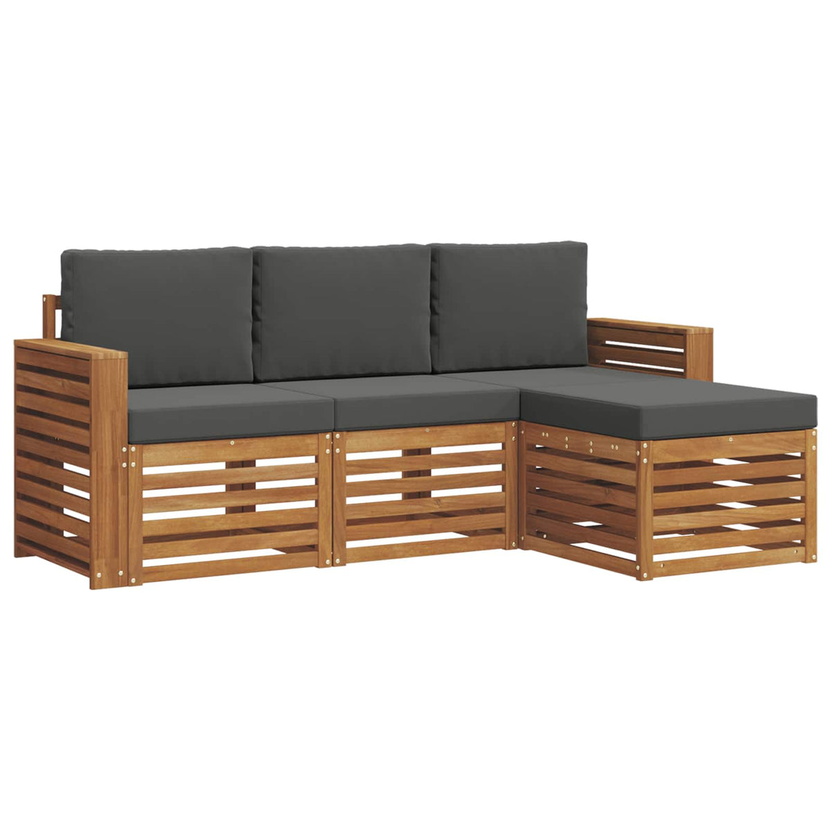 Outdoor-Sofagarnitur 4 stk. Natur und Anthrazit