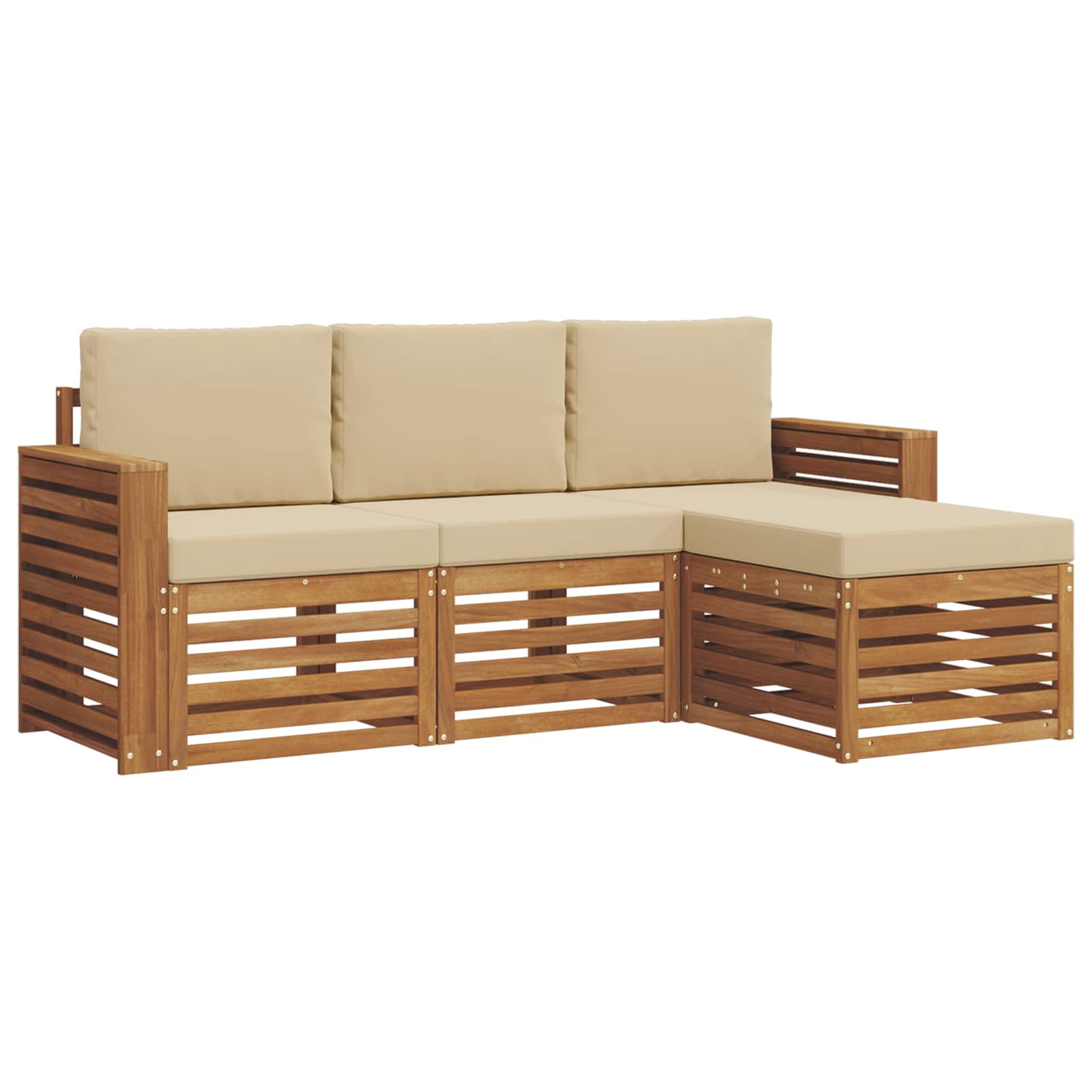 Outdoor-Sofagarnitur 4 stk. Natur und Beige