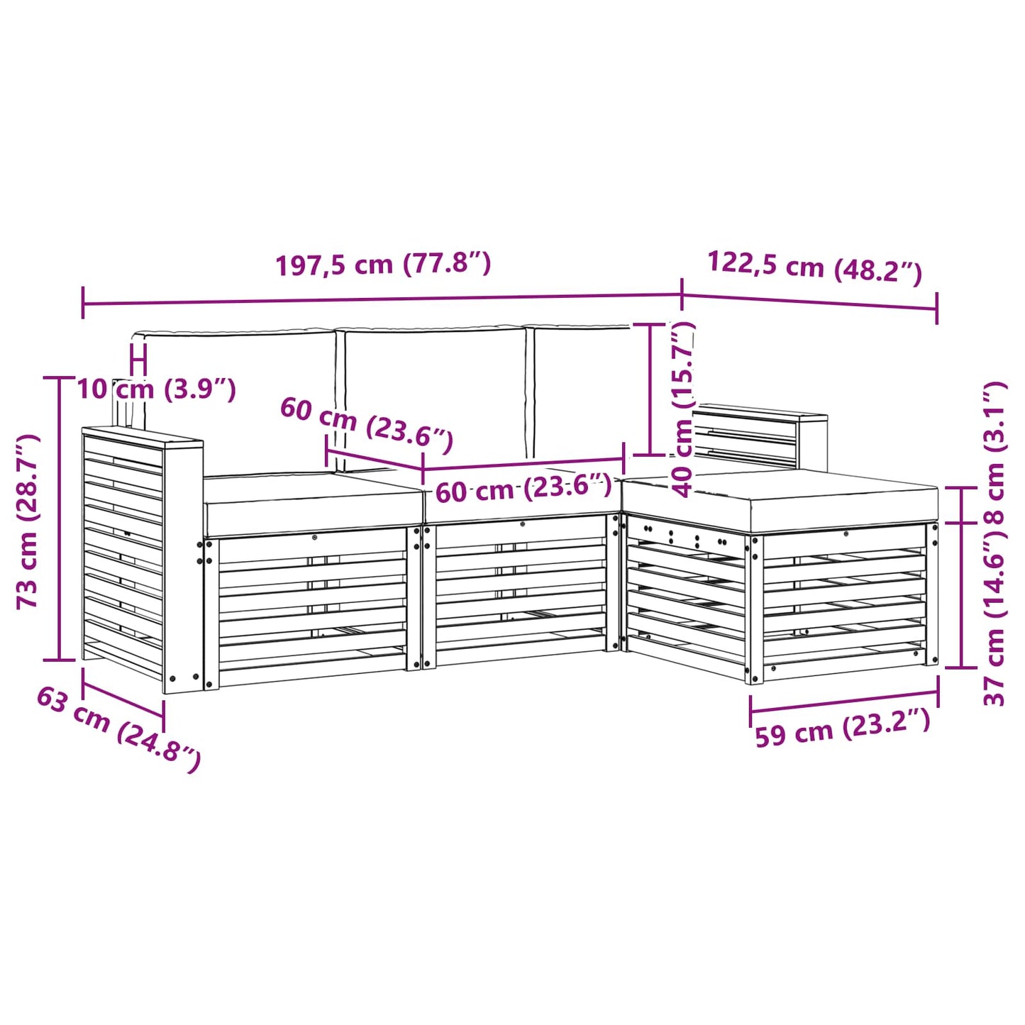 Outdoor-Sofagarnitur 4 stk. Natur und Beige