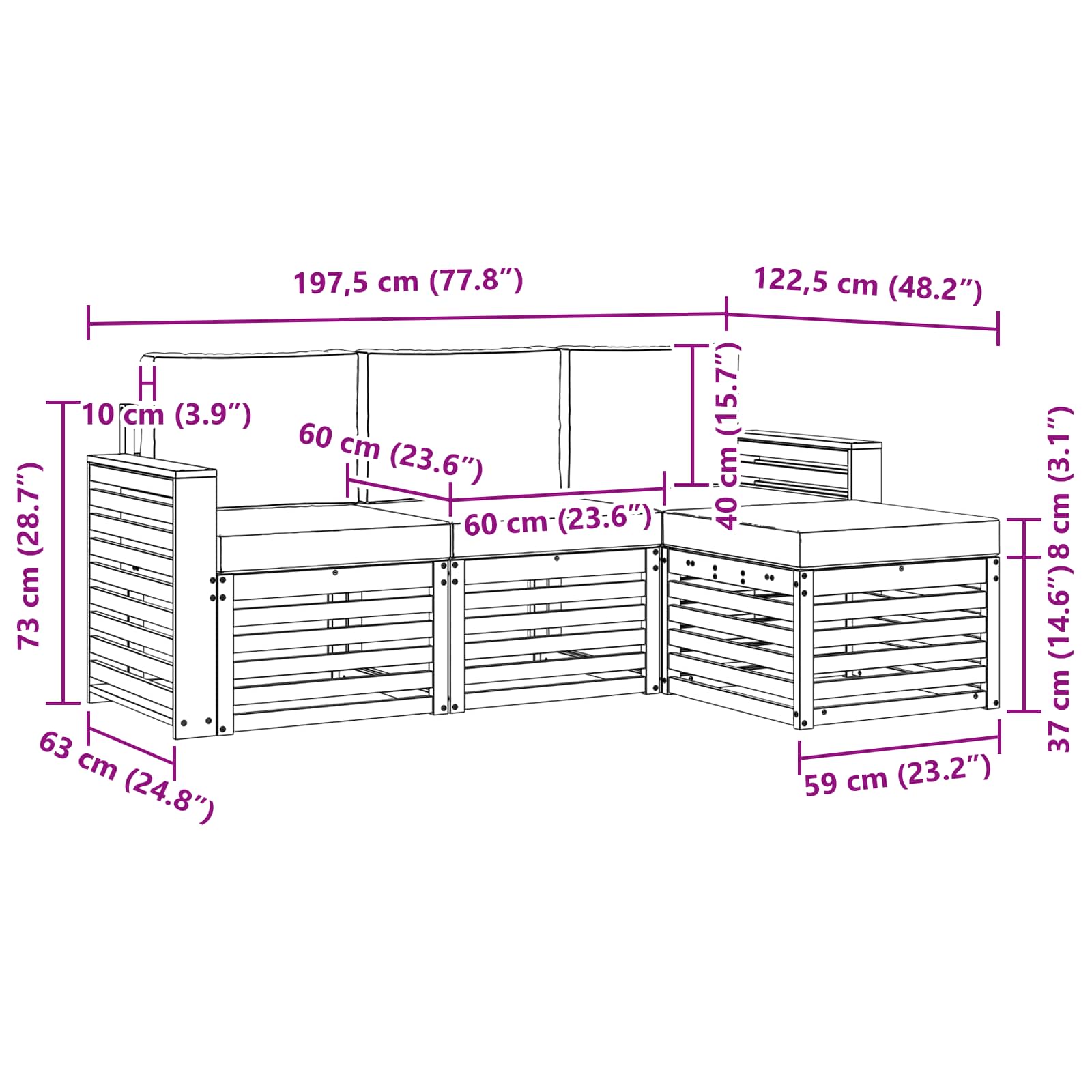 Outdoor-Sofagarnitur 4 stk. Natur und Beige