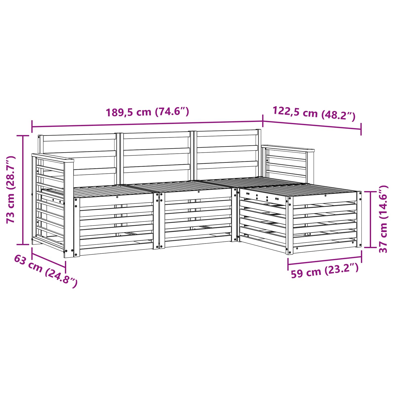 Sofagarnituren 4 pcs Natur Massivholz Akazie