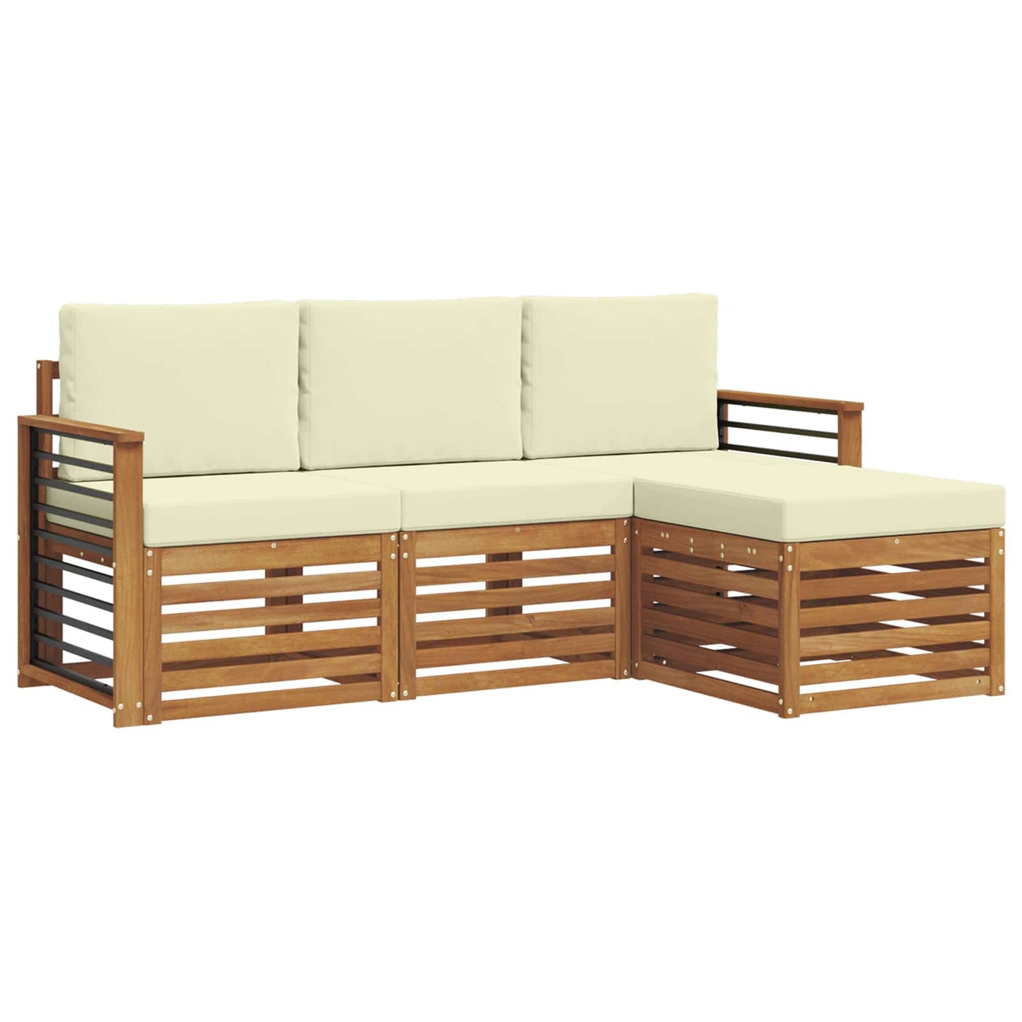 Outdoor-Sofagarnitur 4 stk. Natur und Creme