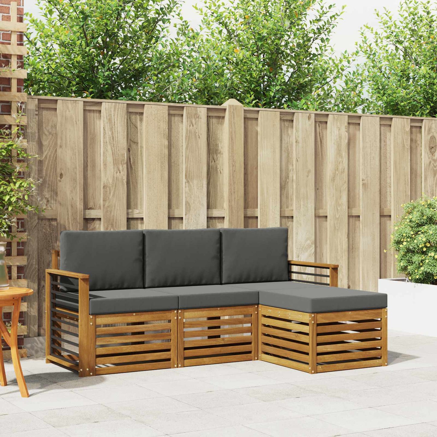 Outdoor-Sofagarnitur 4 stk. Natur und Anthrazit