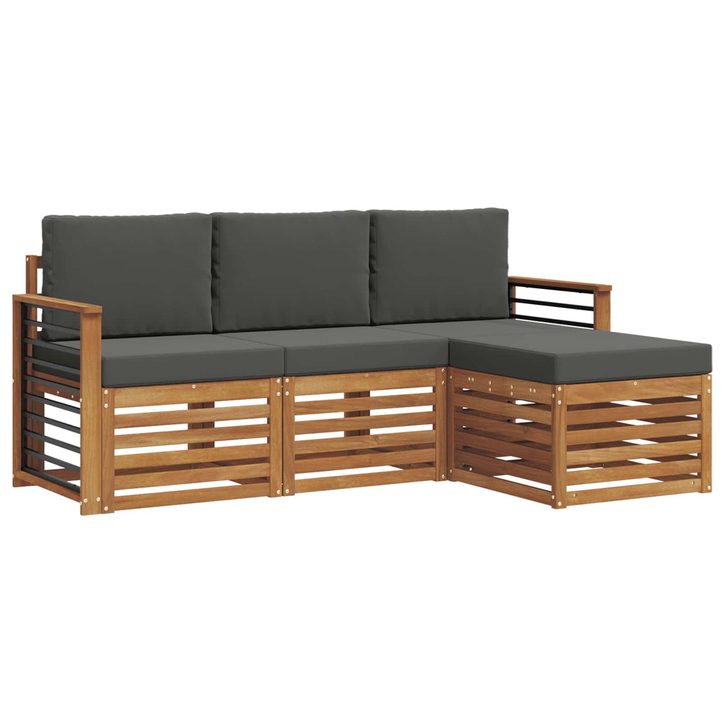 Outdoor-Sofagarnitur 4 stk. Natur und Anthrazit