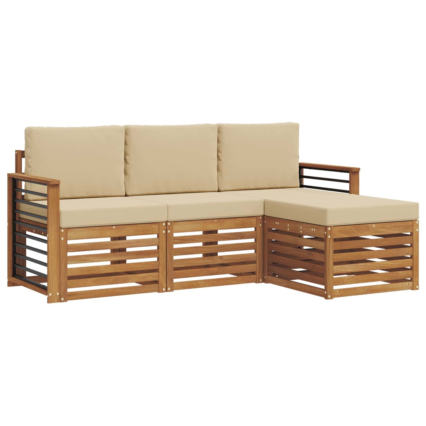 Outdoor-Sofagarnitur 4 stk. Natur und Beige