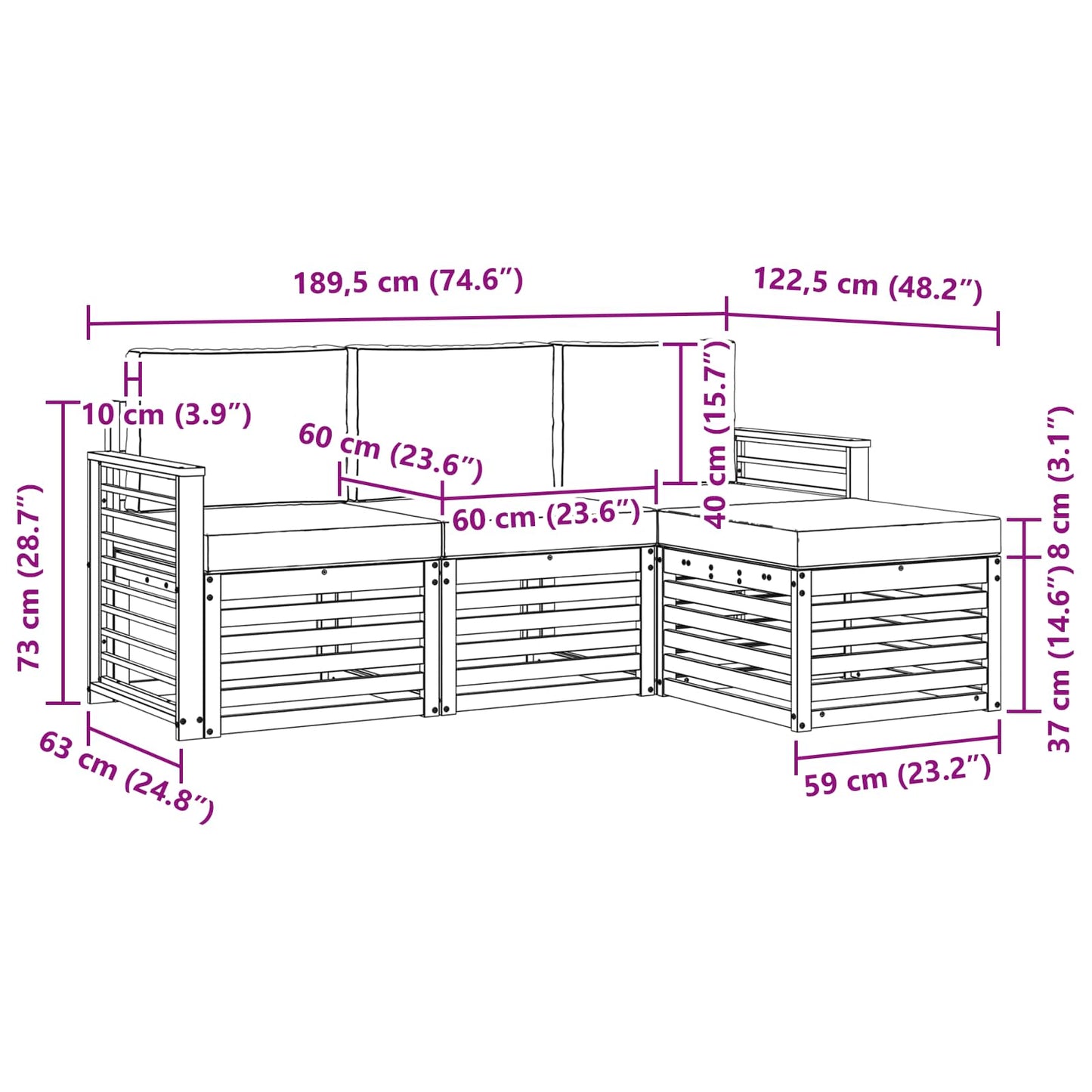 Outdoor-Sofagarnitur 4 stk. Natur und Beige