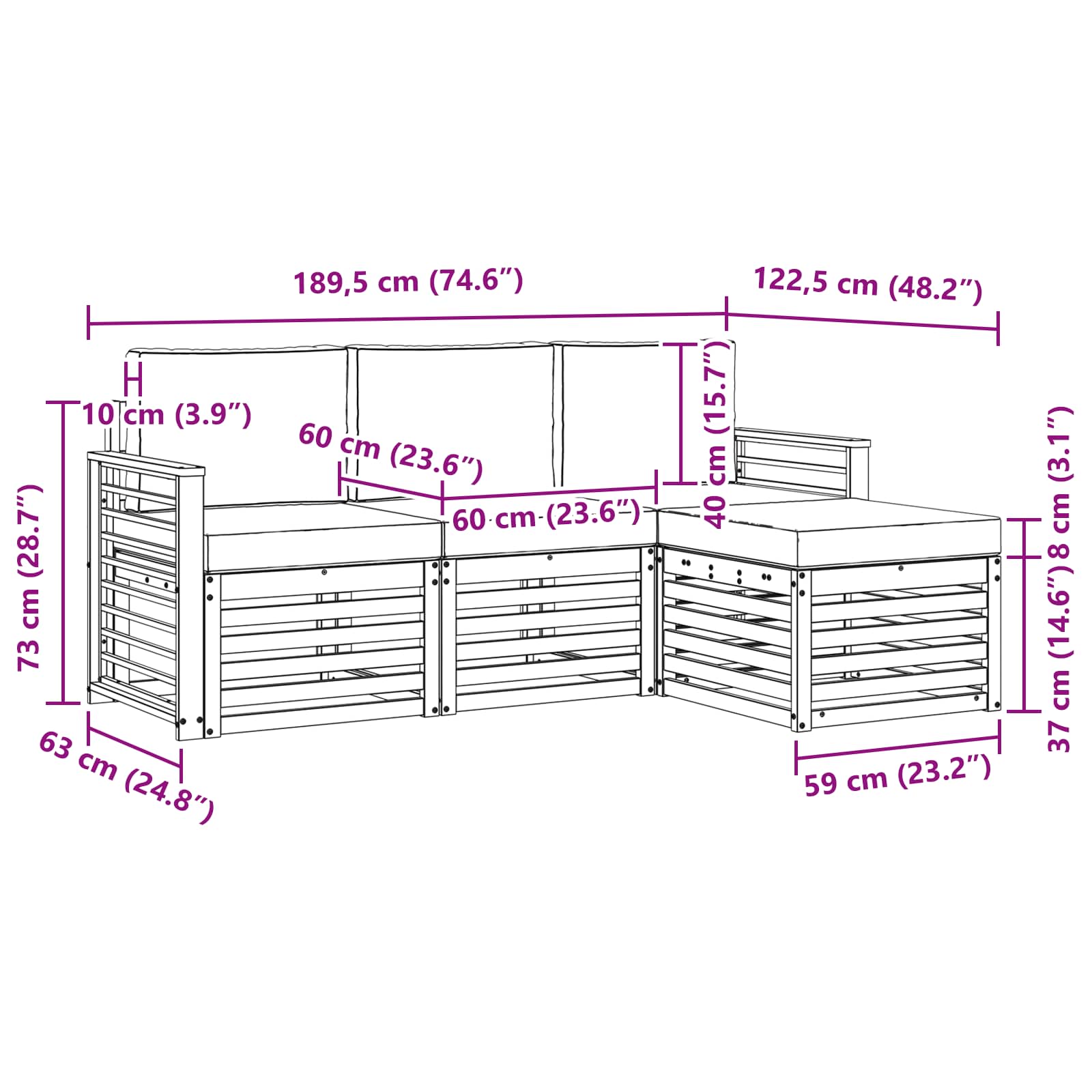 Outdoor-Sofagarnitur 4 stk. Natur und Beige