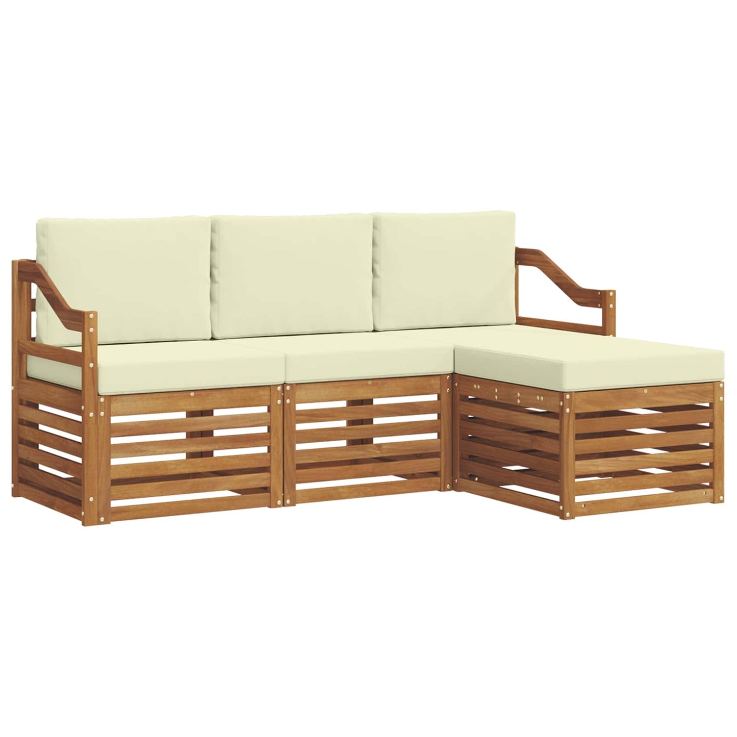 Outdoor-Sofagarnitur 4 stk. Natur und Creme