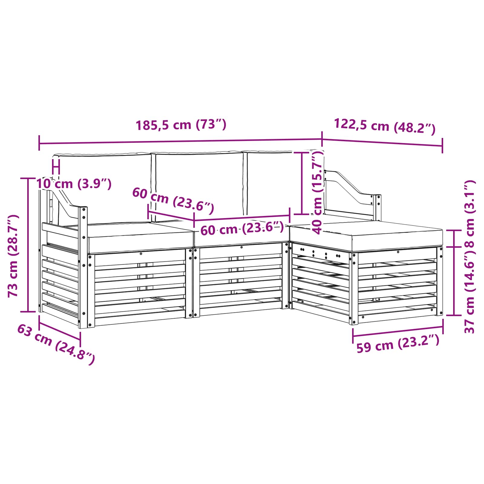 Outdoor-Sofagarnitur 4 stk. Natur und Creme