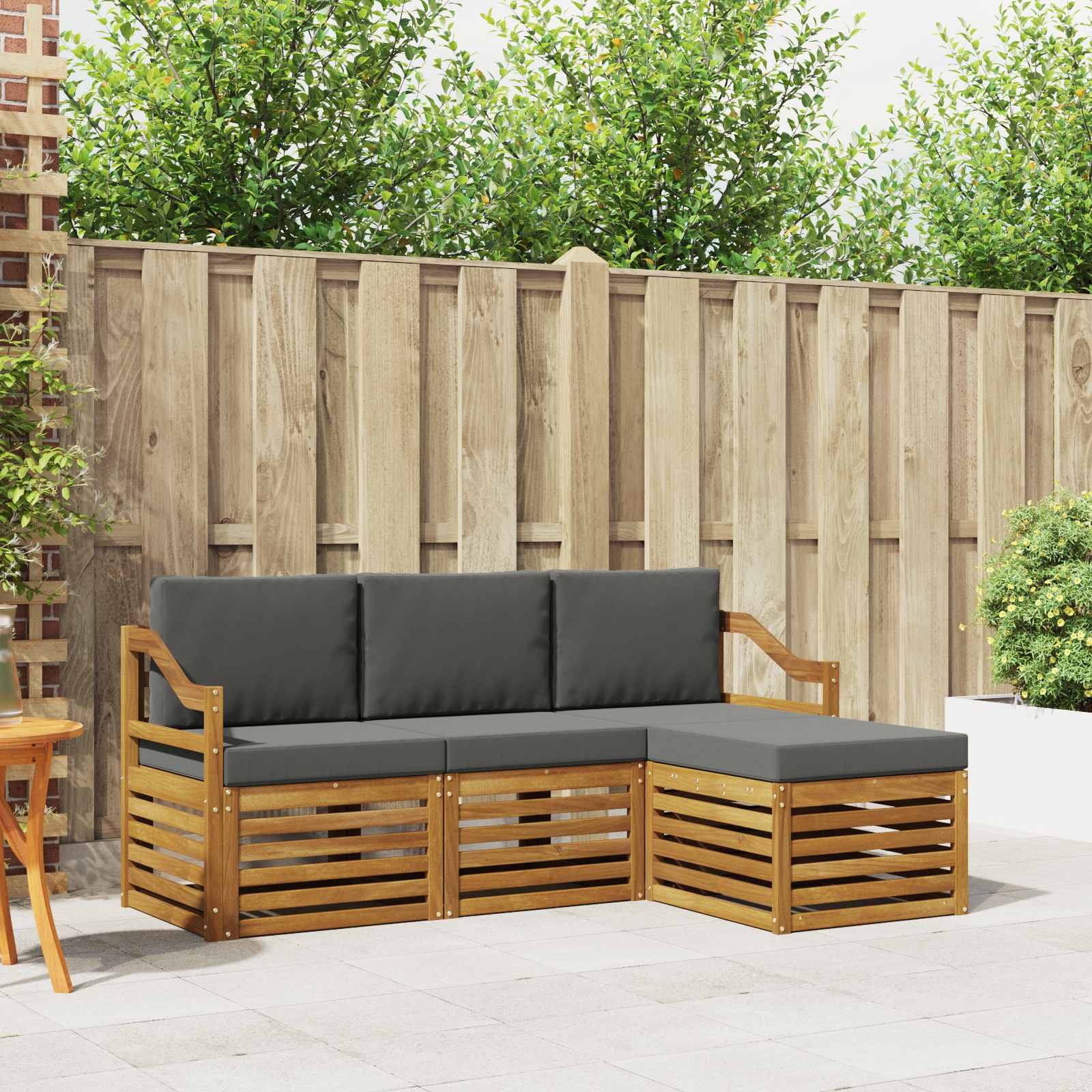 Outdoor-Sofagarnitur 4 stk. Natur und Anthrazit