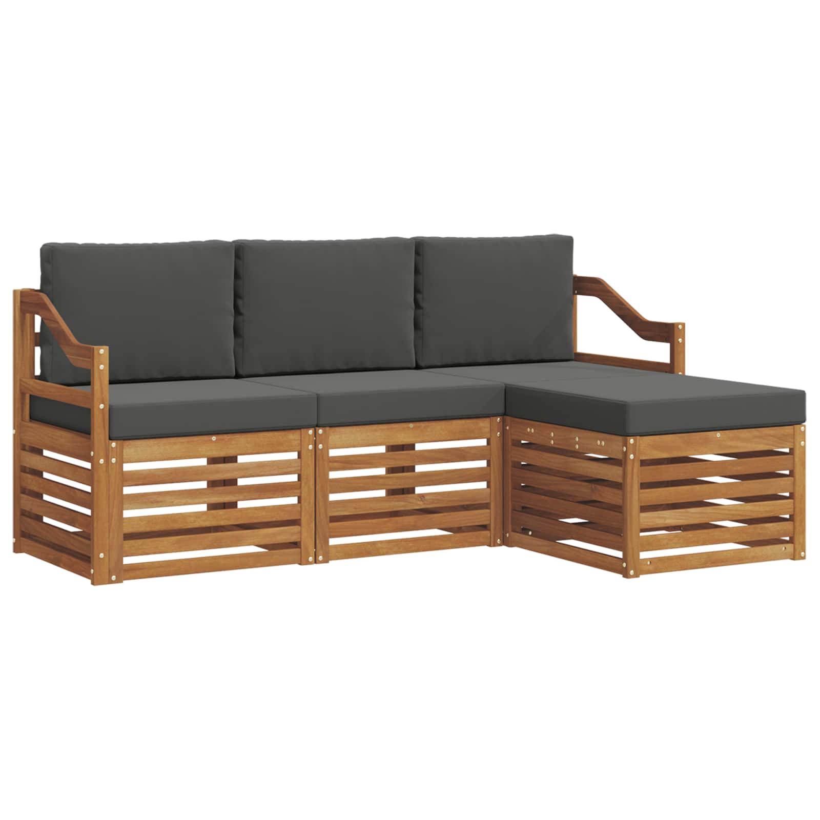 Outdoor-Sofagarnitur 4 stk. Natur und Anthrazit