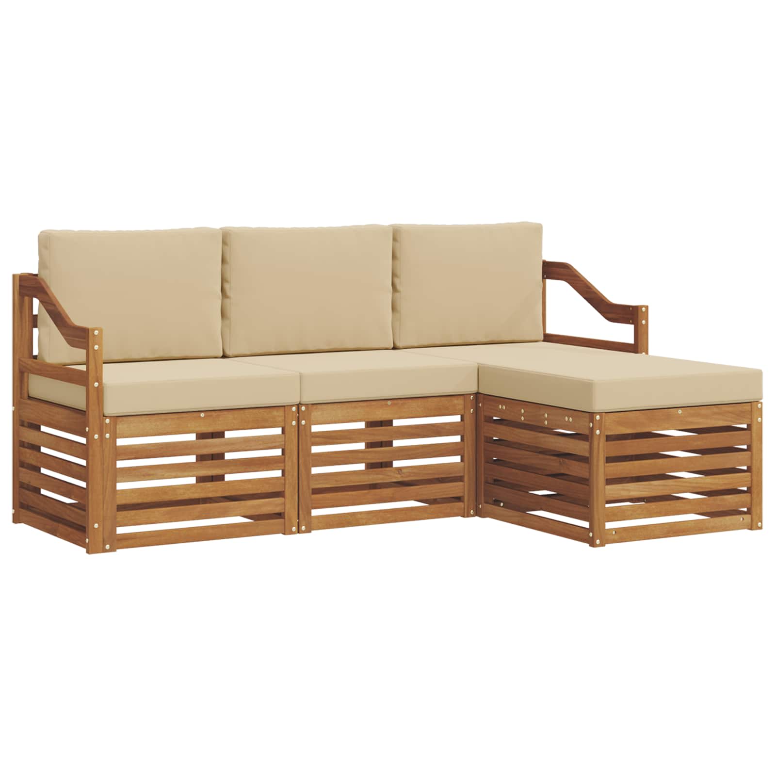 Outdoor-Sofagarnitur 4 stk. Natur und Beige
