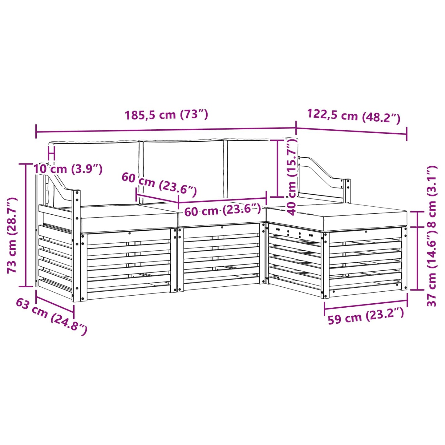Outdoor-Sofagarnitur 4 stk. Natur und Beige