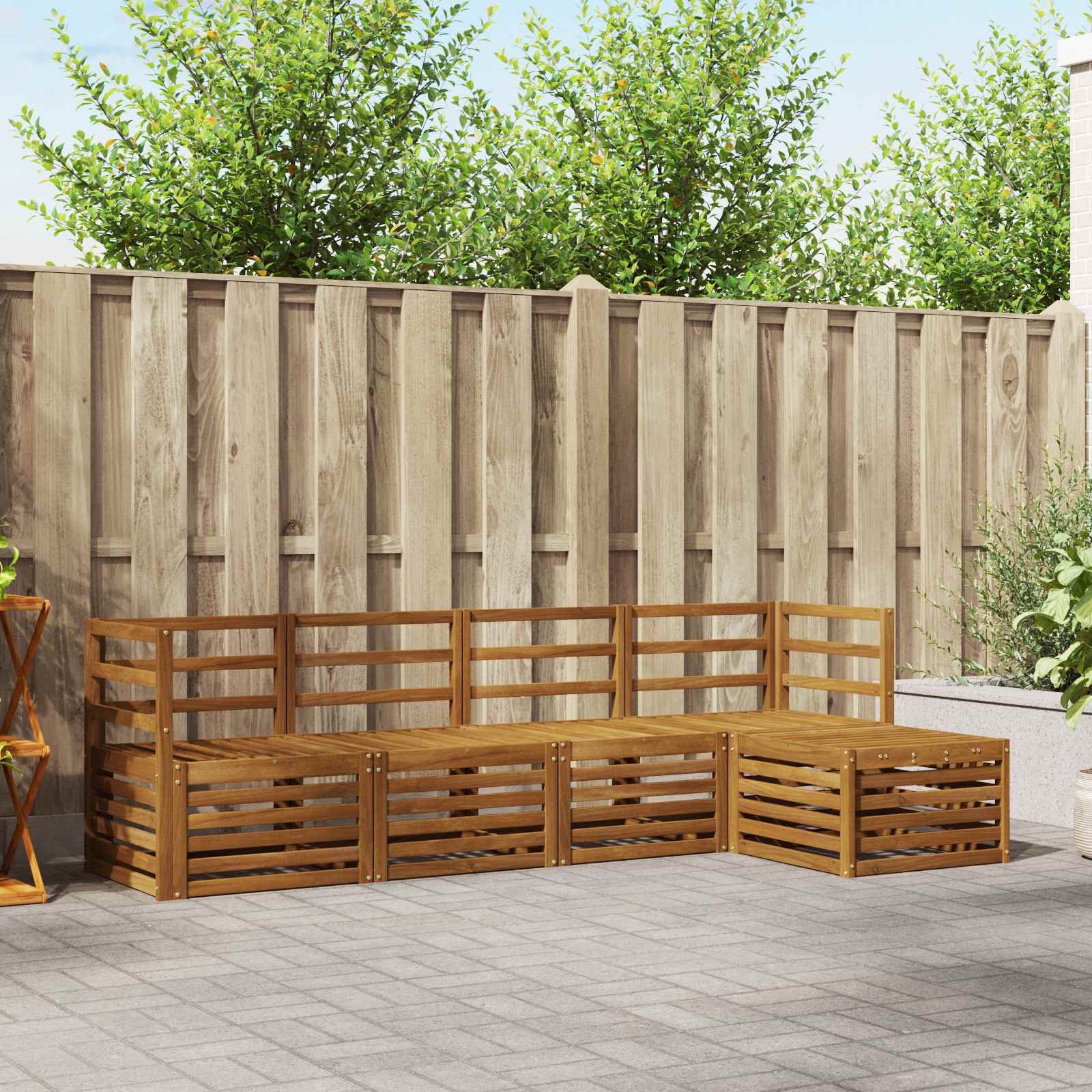 Outdoor-Sofagarnitur 5 stk. Natur
