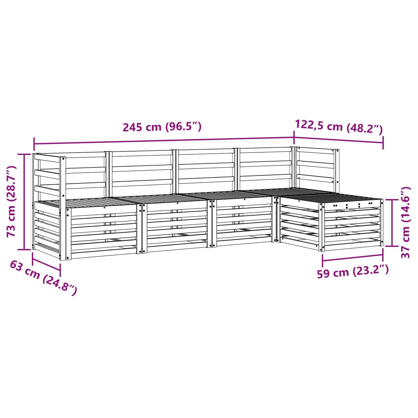 Outdoor-Sofagarnitur 5 stk. Natur
