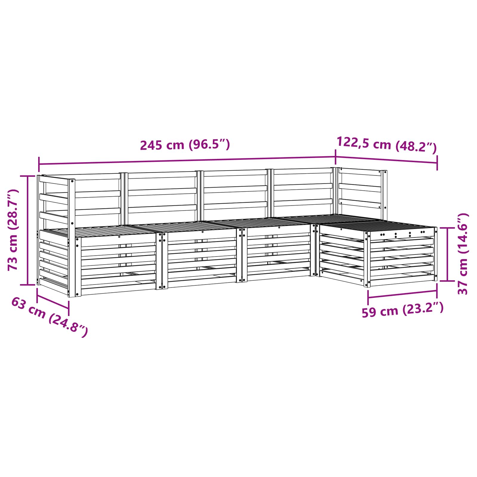 Outdoor-Sofagarnitur 5 stk. Natur