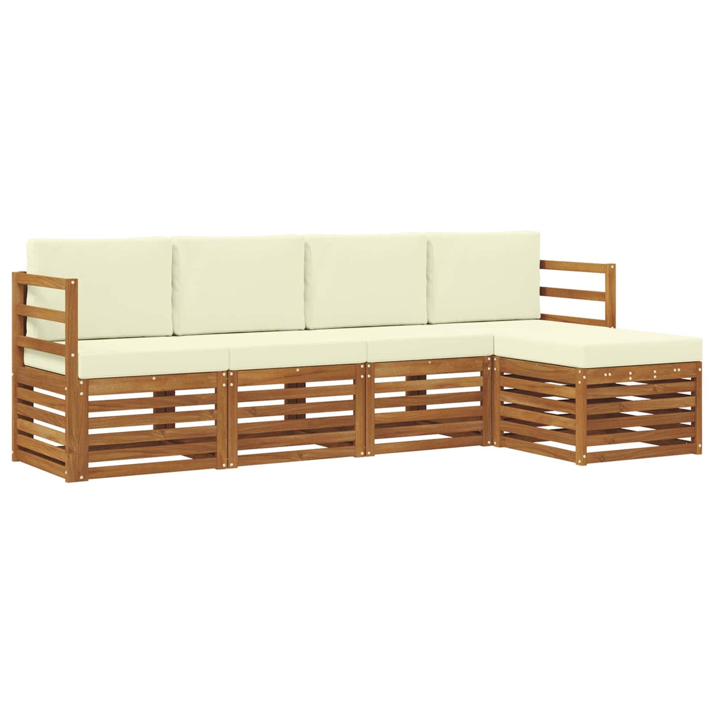 Outdoor-Sofagarnitur mit Kissen 5 pcs Natur und Creme