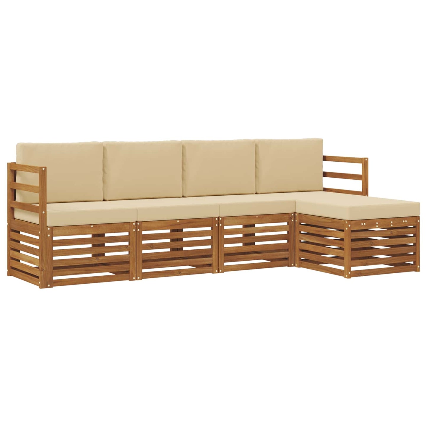 Outdoor-Sofagarnitur mit Kissen 5 pcs Natur und Beige