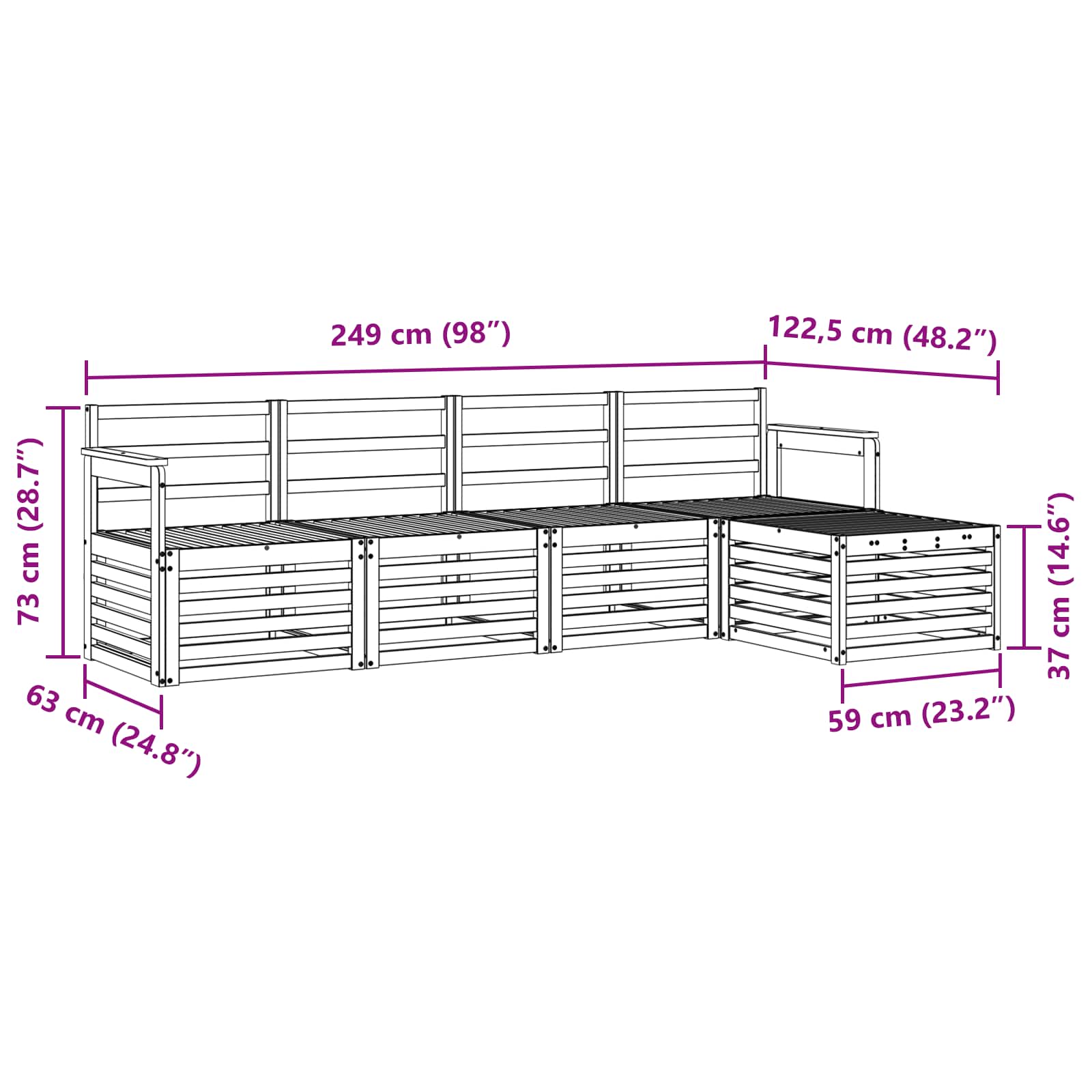 Outdoor-Sofagarnitur 5 pcs Natur