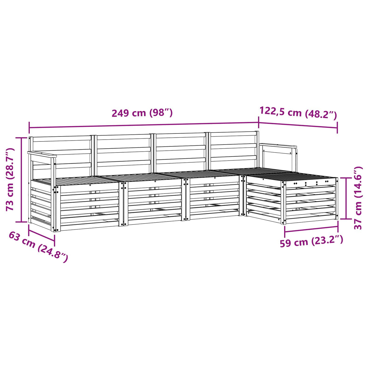 Outdoor-Sofagarnitur 5 stk. Natur