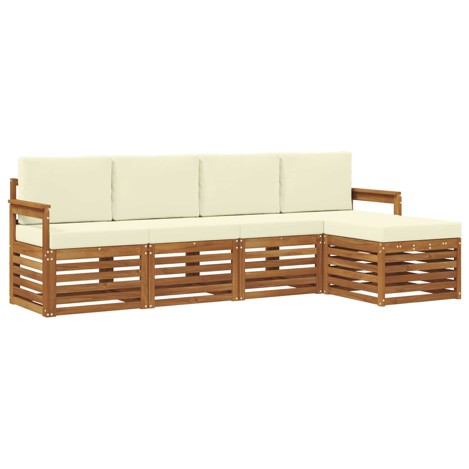 Outdoor-Sofagarnitur mit Kissen 5 pcs Natur und Creme
