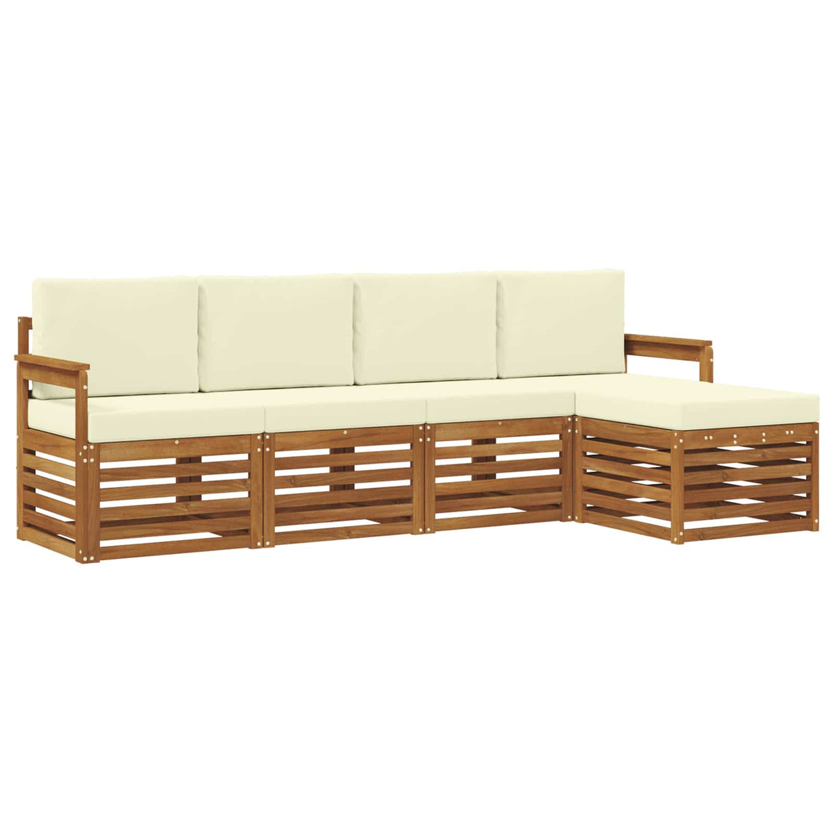 Outdoor-Sofagarnitur 5 stk. Natur und Creme