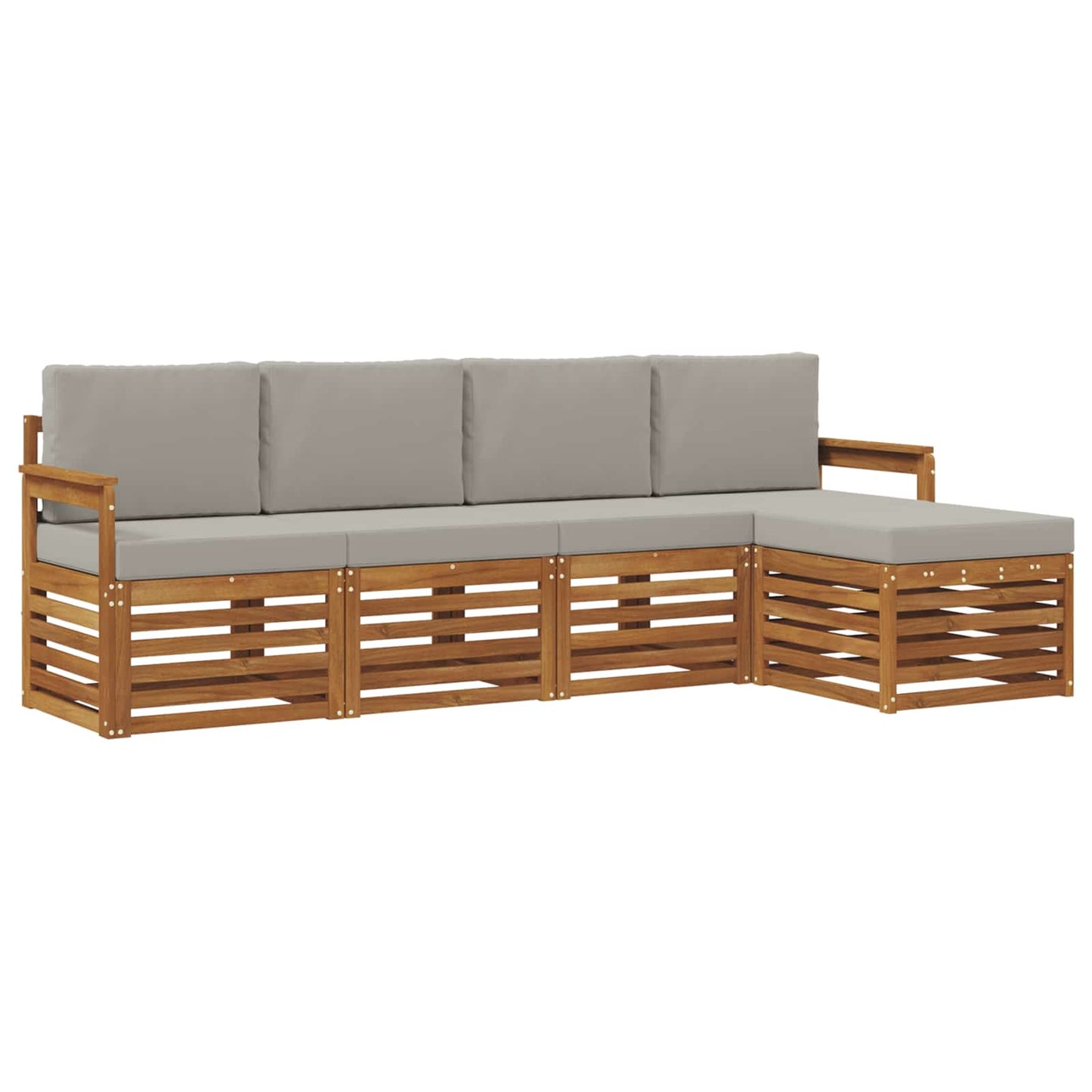 Outdoor-Sofagarnitur mit Kissen 5 pcs Natürlich und Hellgrau