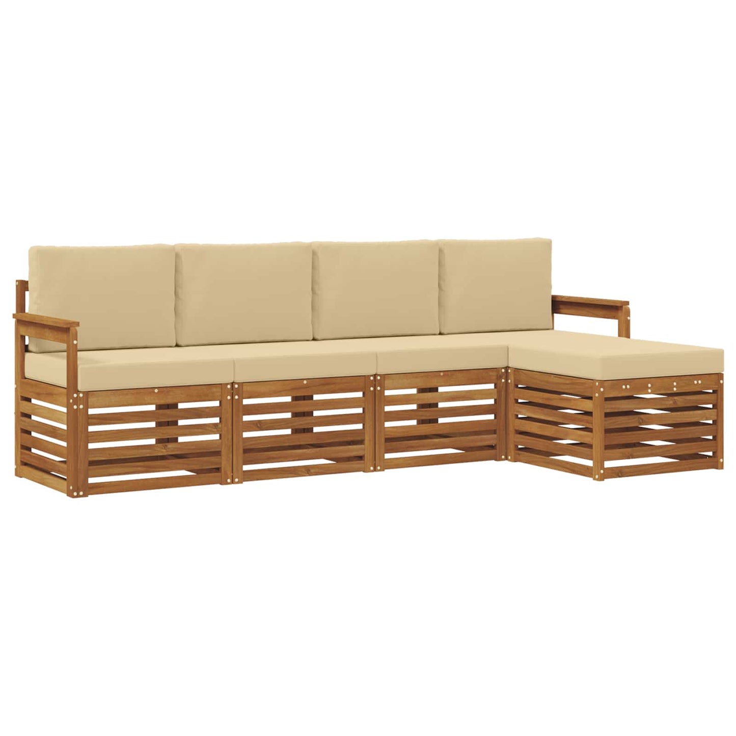 Outdoor-Sofagarnitur 5 stk. Natur und Beige