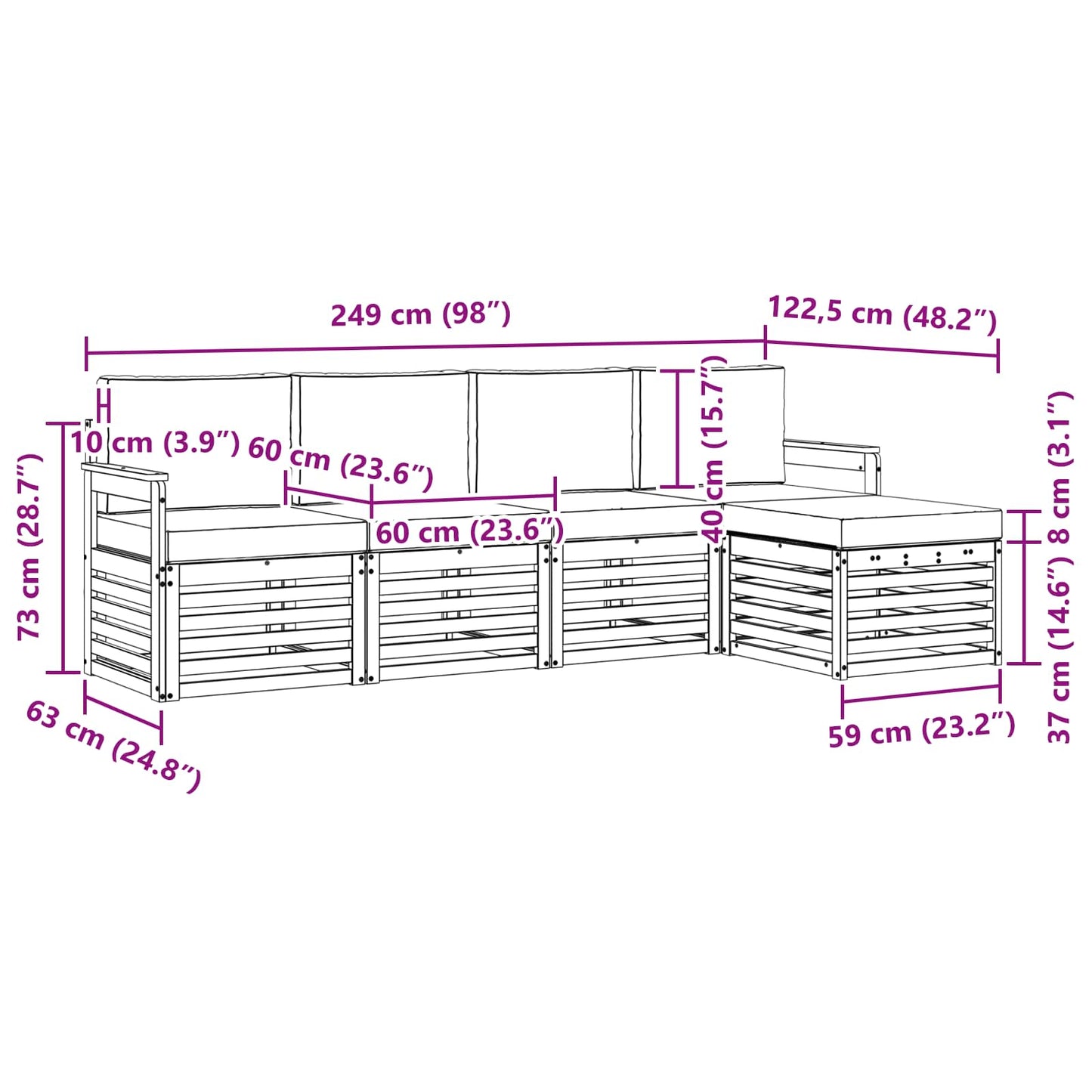 Outdoor-Sofagarnitur 5 stk. Natur und Beige