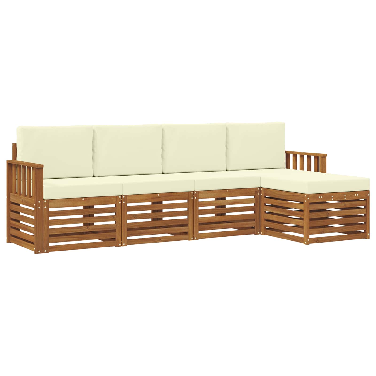 Outdoor-Sofagarnitur mit Kissen 5 pcs Natur und Creme