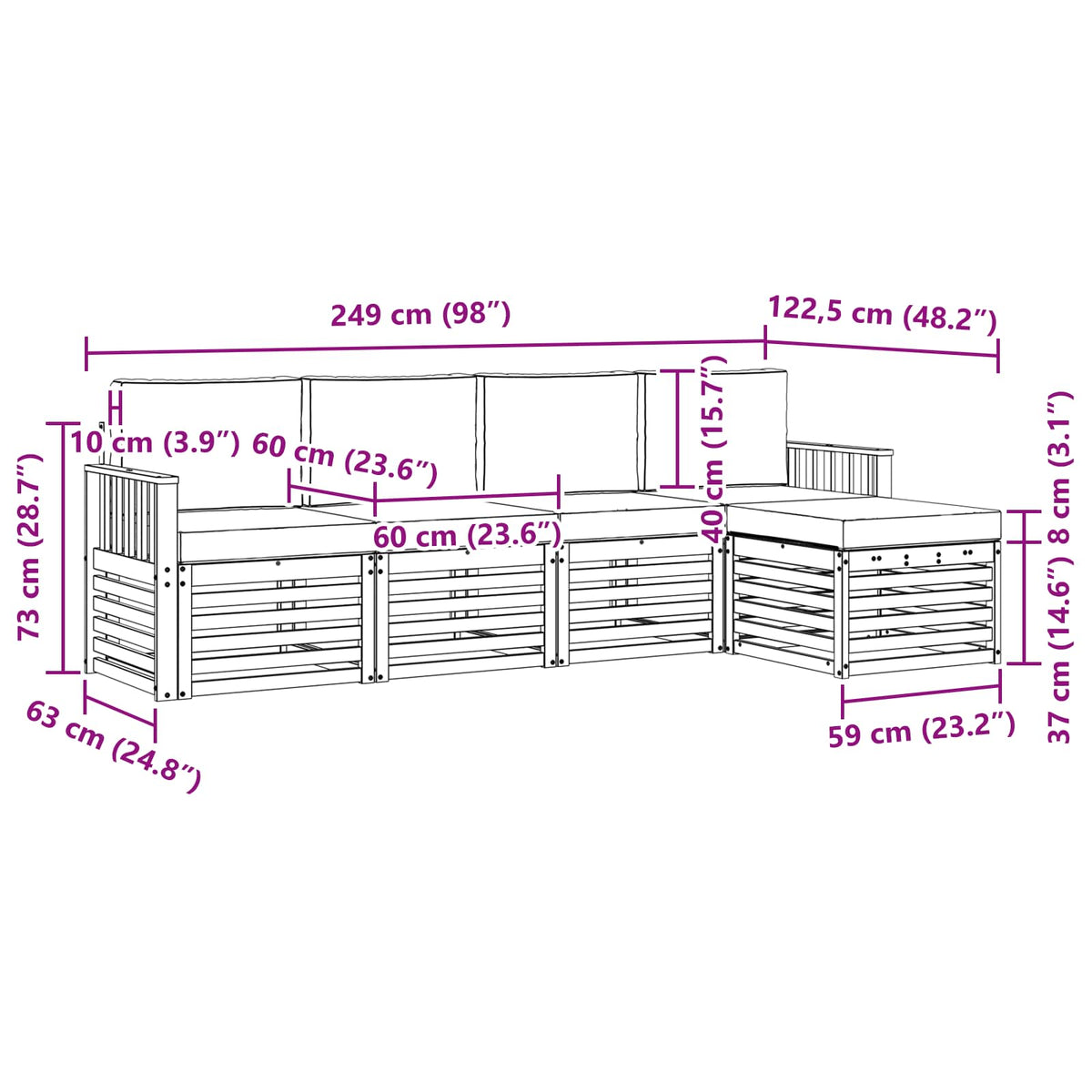 Outdoor-Sofagarnitur 5 stk. Natur und Creme