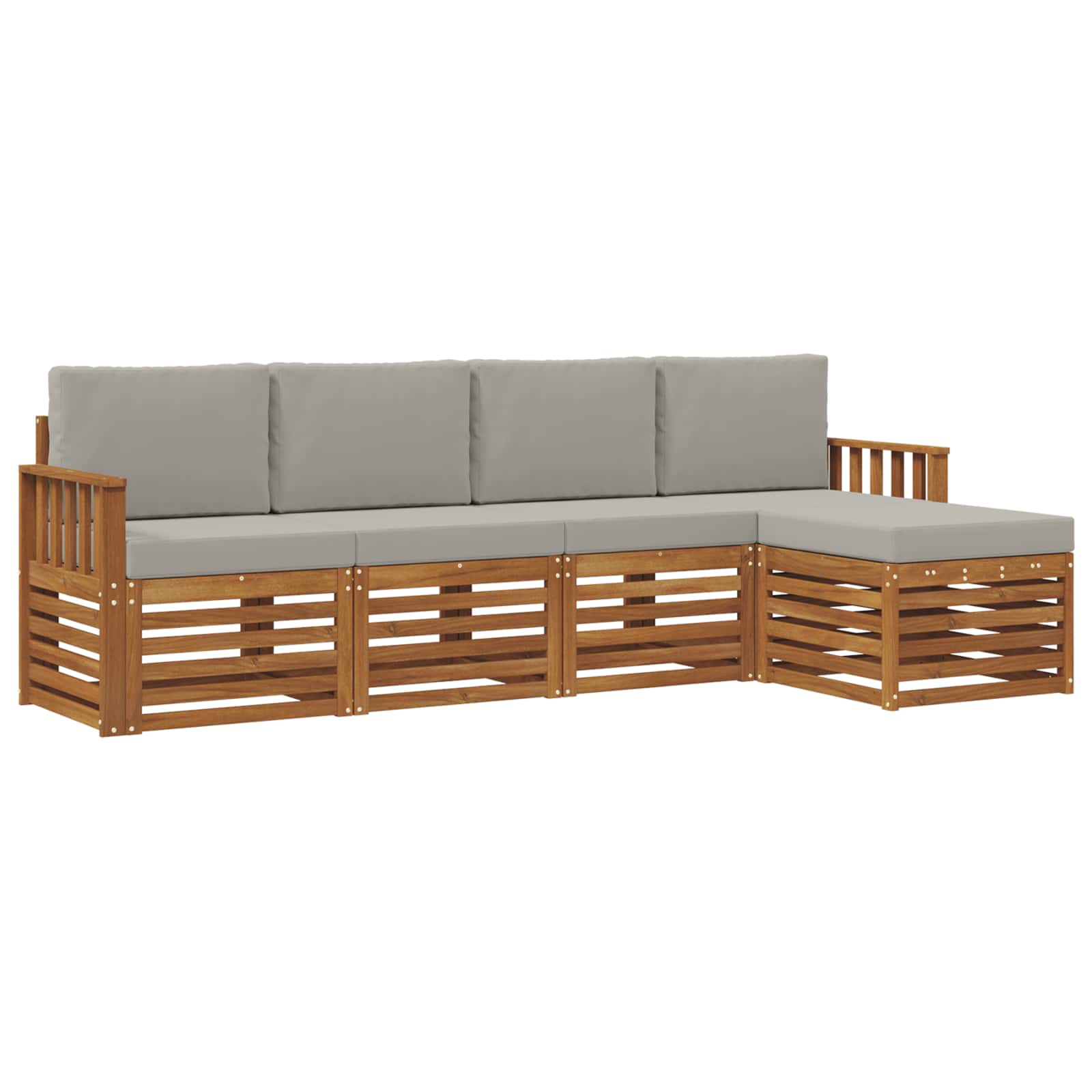 Outdoor-Sofagarnitur mit Kissen 5 pcs Natürlich und Hellgrau