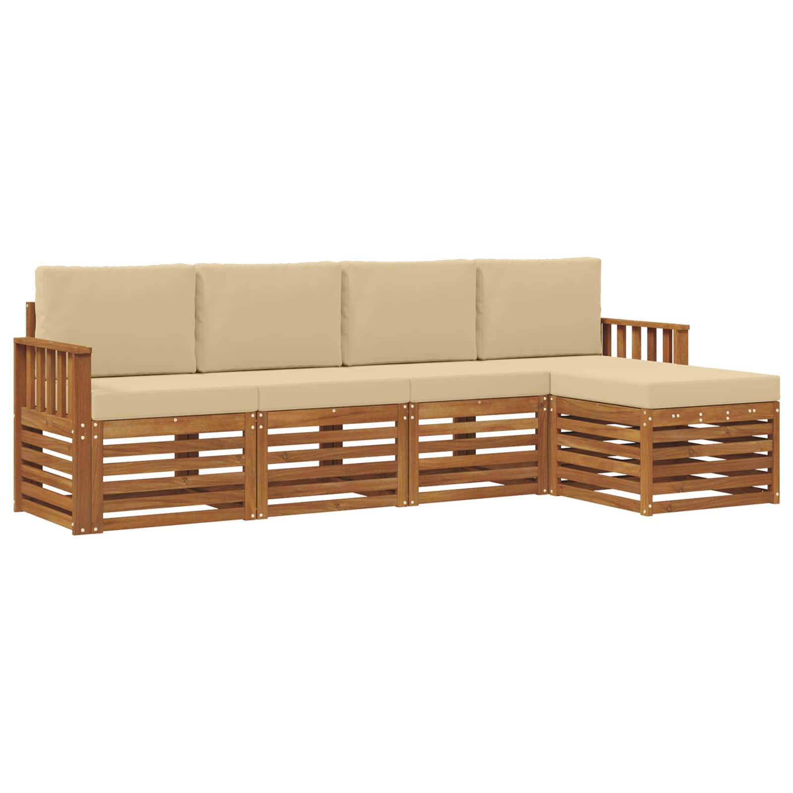 Outdoor-Sofagarnitur mit Kissen 5 pcs Natur und Beige