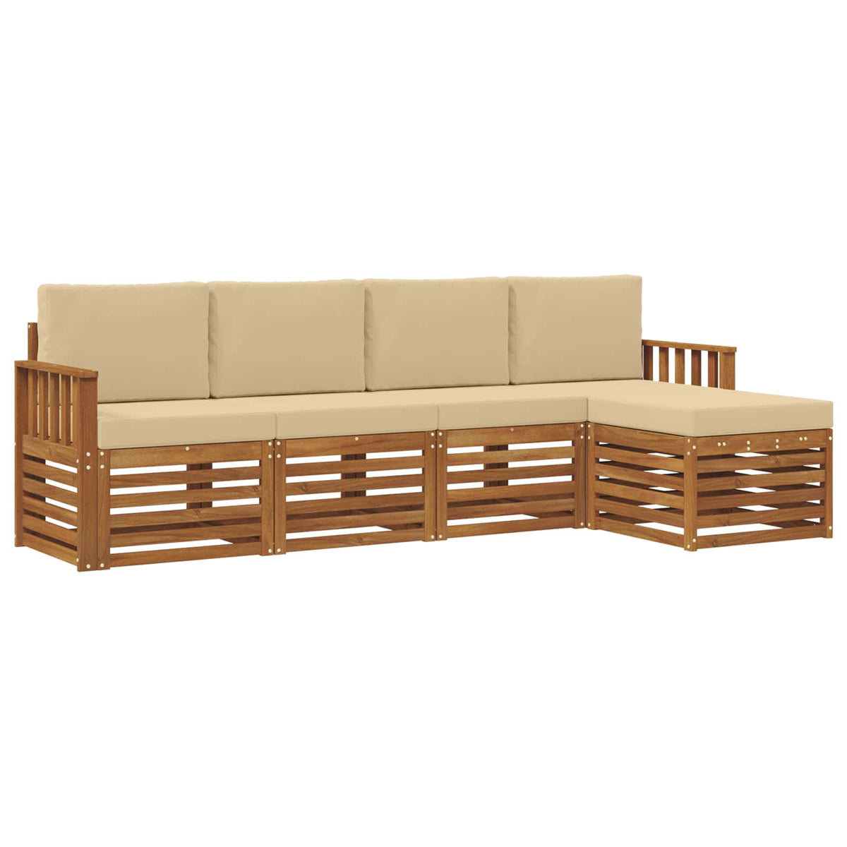 Outdoor-Sofagarnitur 5 stk. Natur und Beige