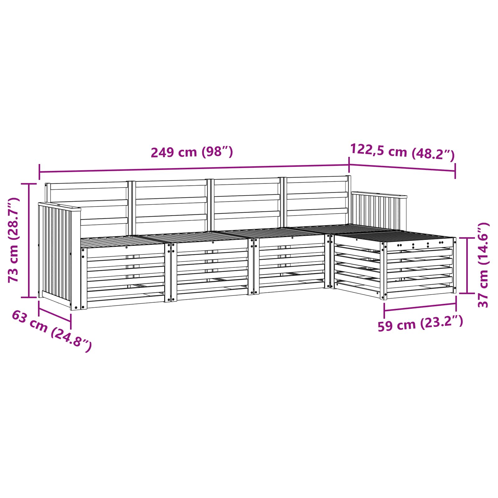 Outdoor-Sofagarnitur 5 pcs Natur
