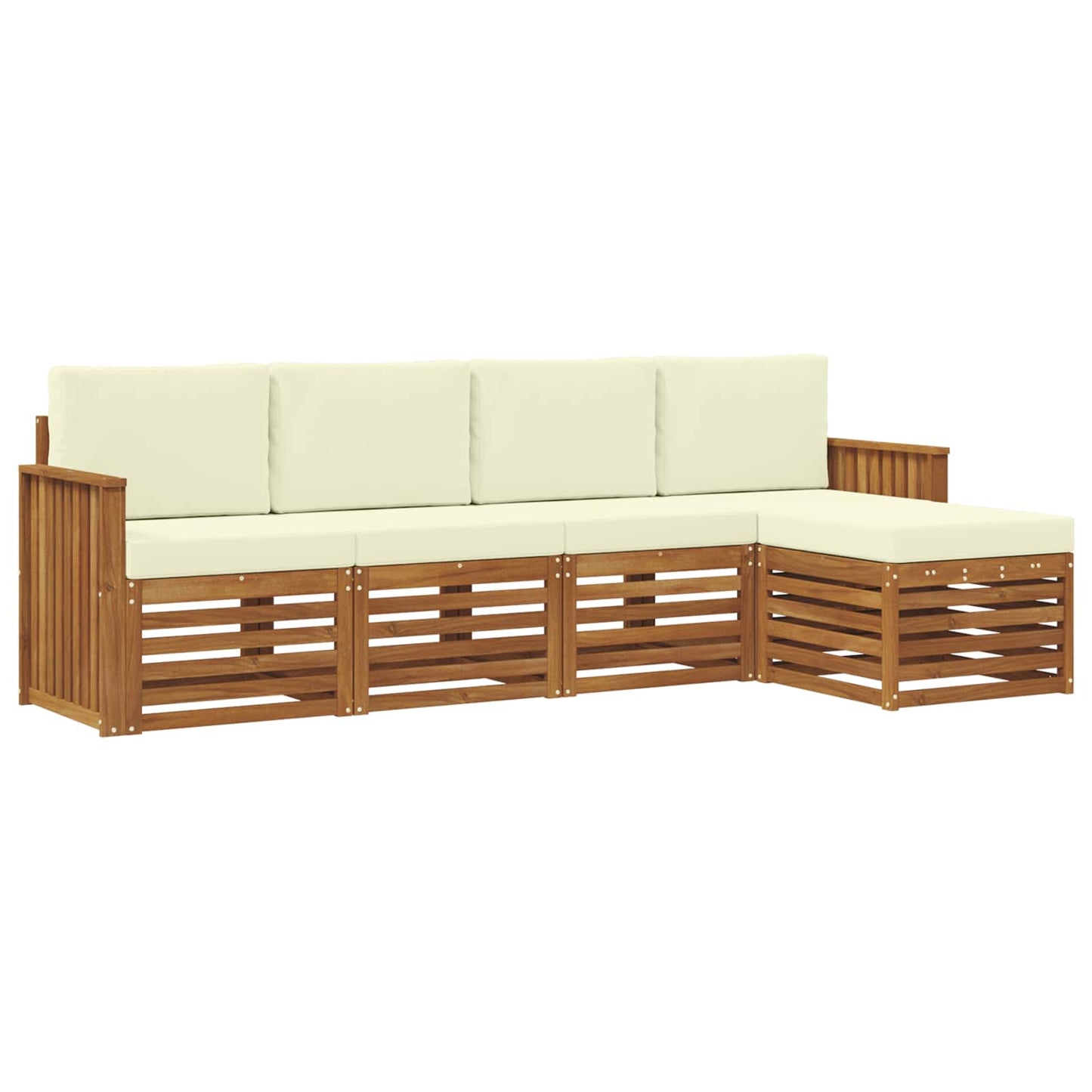 Outdoor-Sofagarnitur mit Kissen 5 pcs Natur und Creme